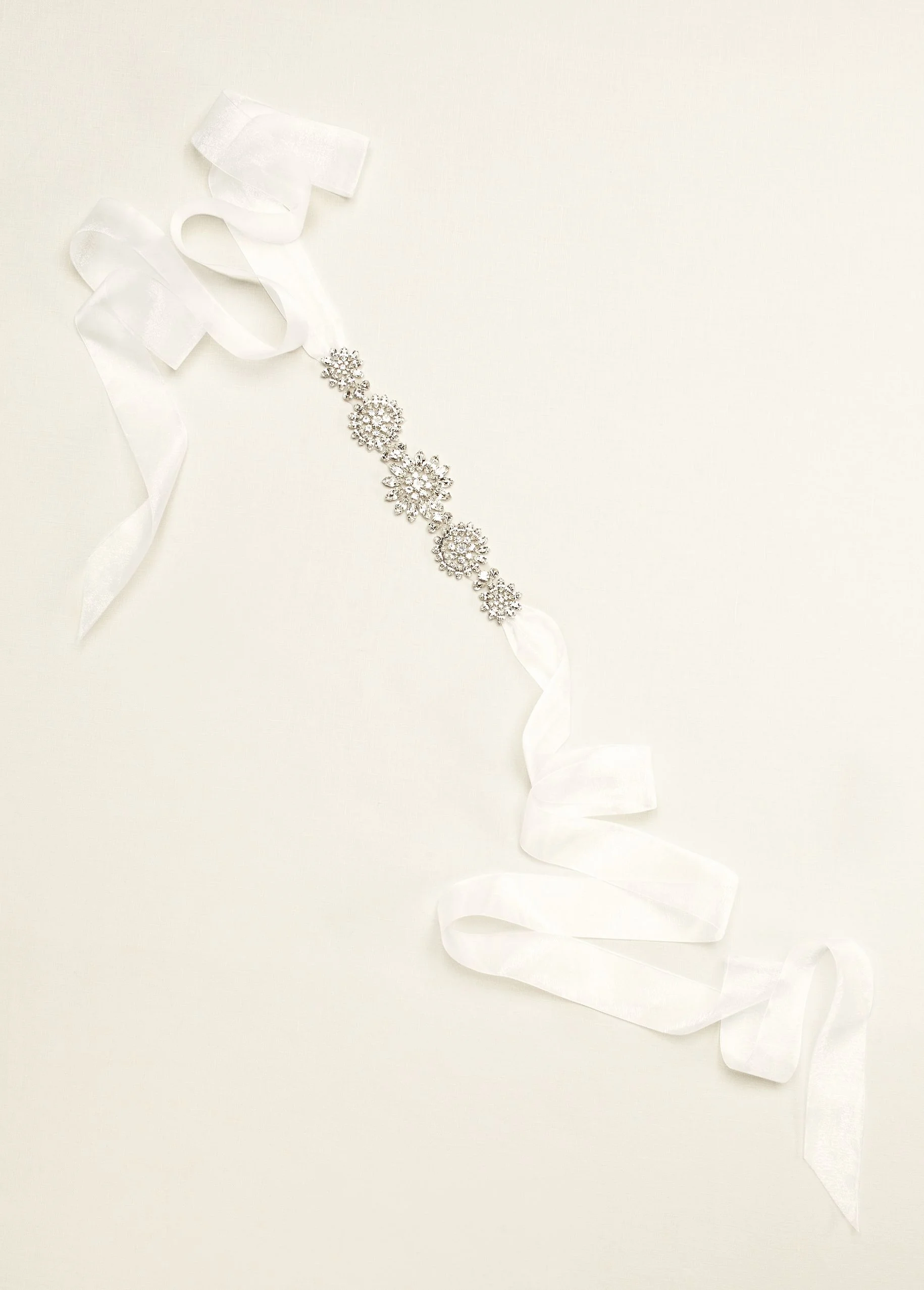 Heavily Beaded Organza Ribbon Sash