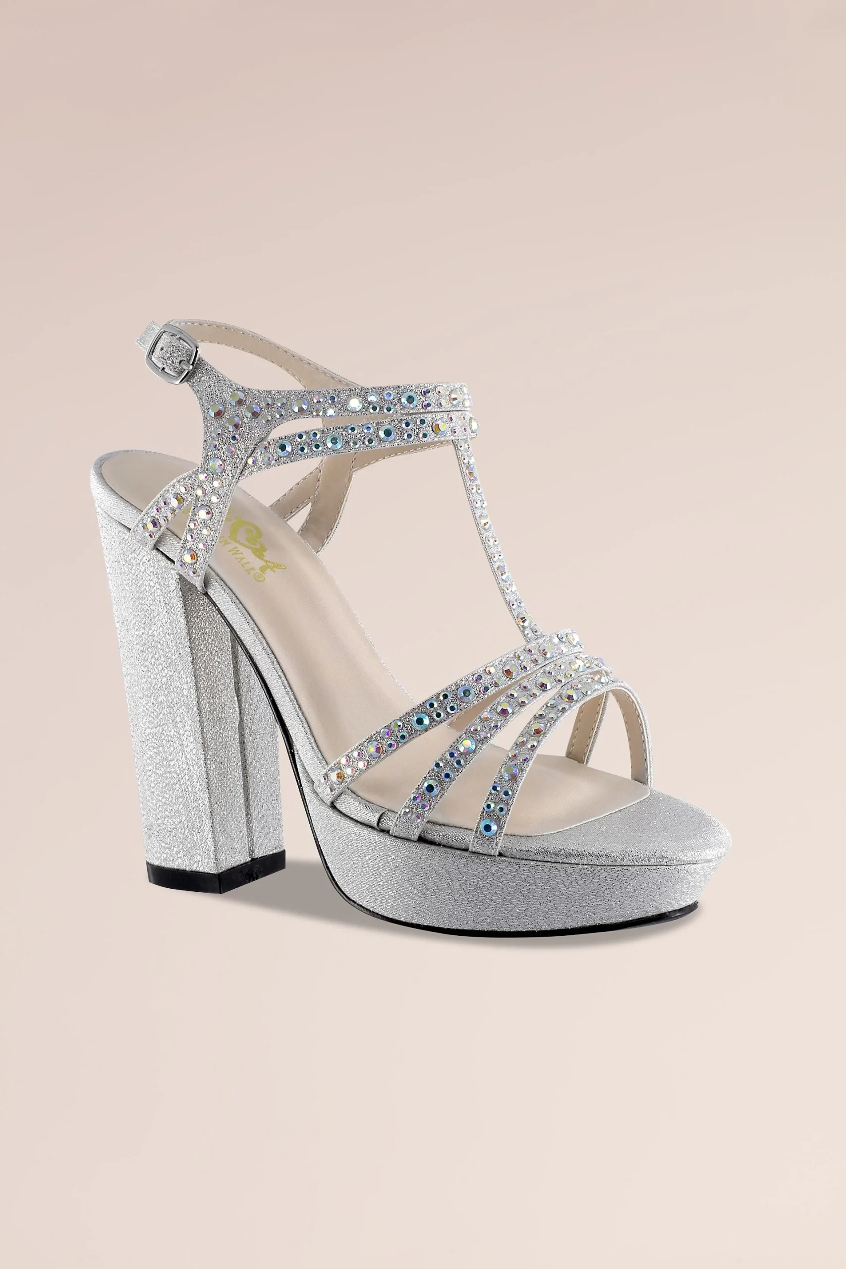 High Block Heel T-Strap Sandals