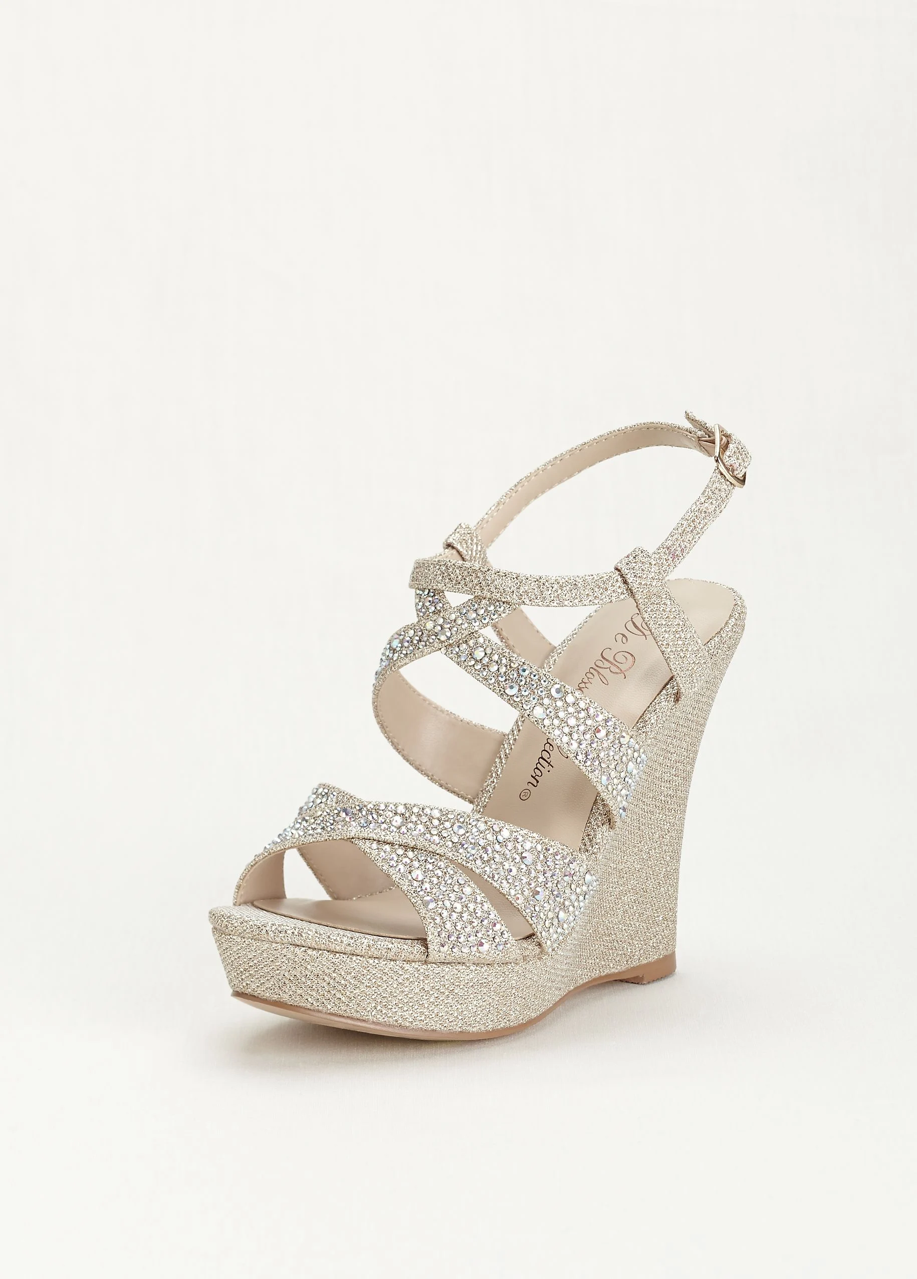 High Heel Wedge Sandal with Crystal Embellishment