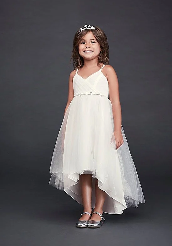 High-Low Flower Girl Dress with Belt