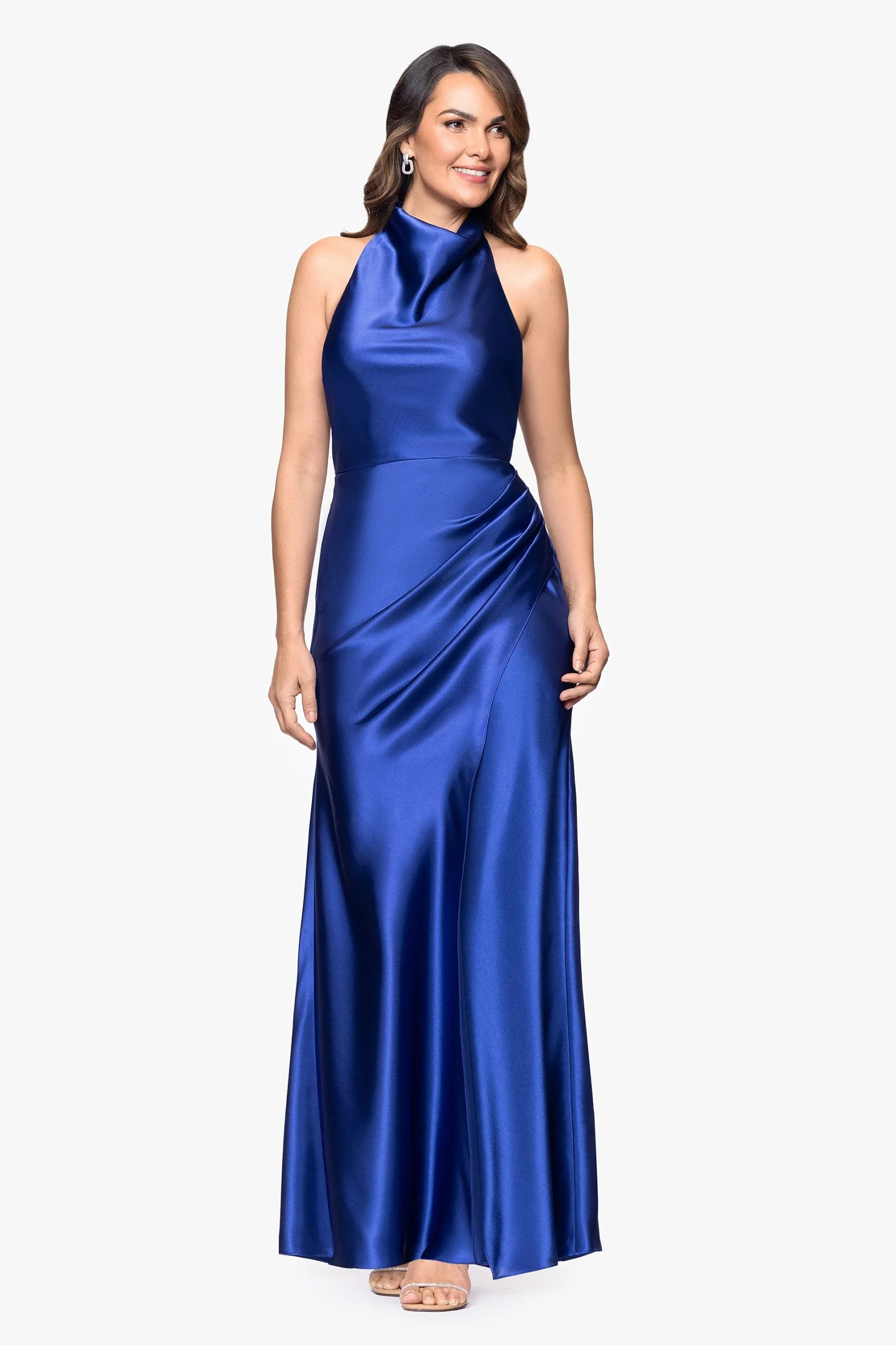 High Neck Charmeuse Halter Sheath Dress