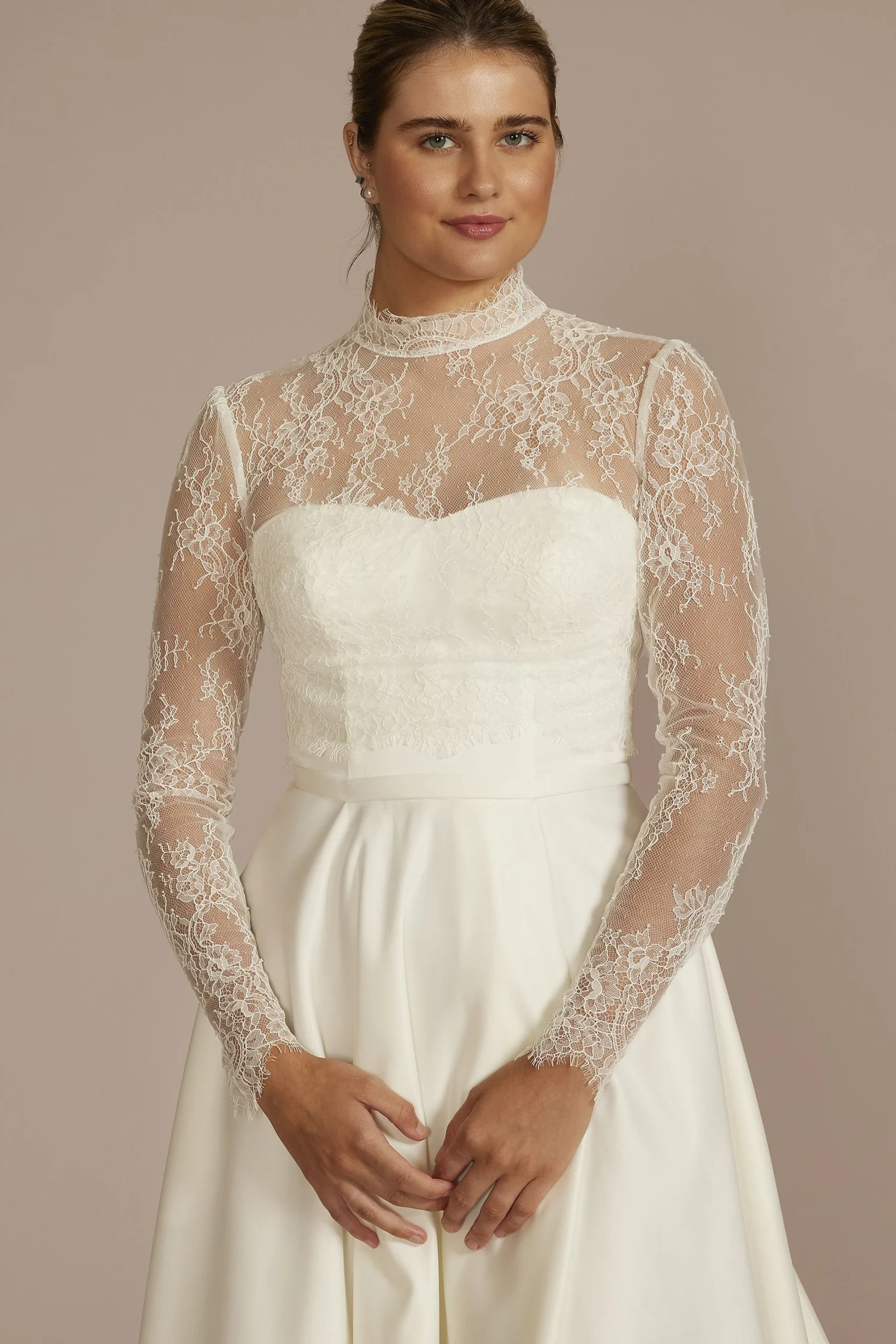 High Neck Long Sleeve Lace Topper