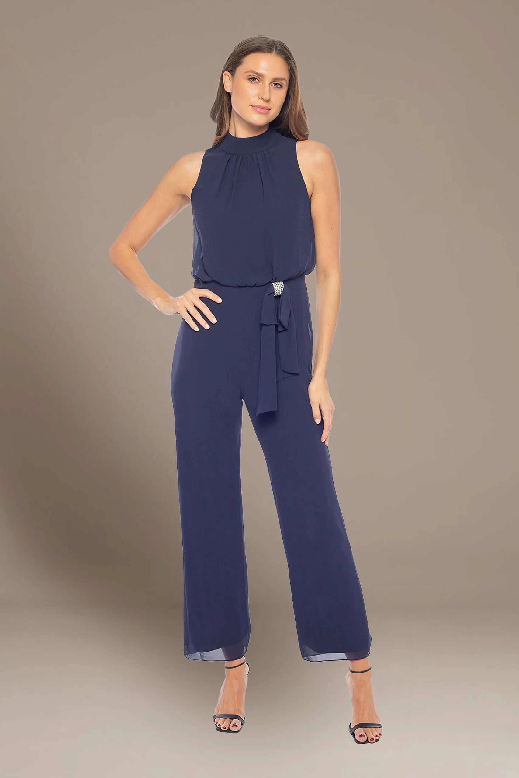 High Neck Sleeveless Chiffon Jumpsuit