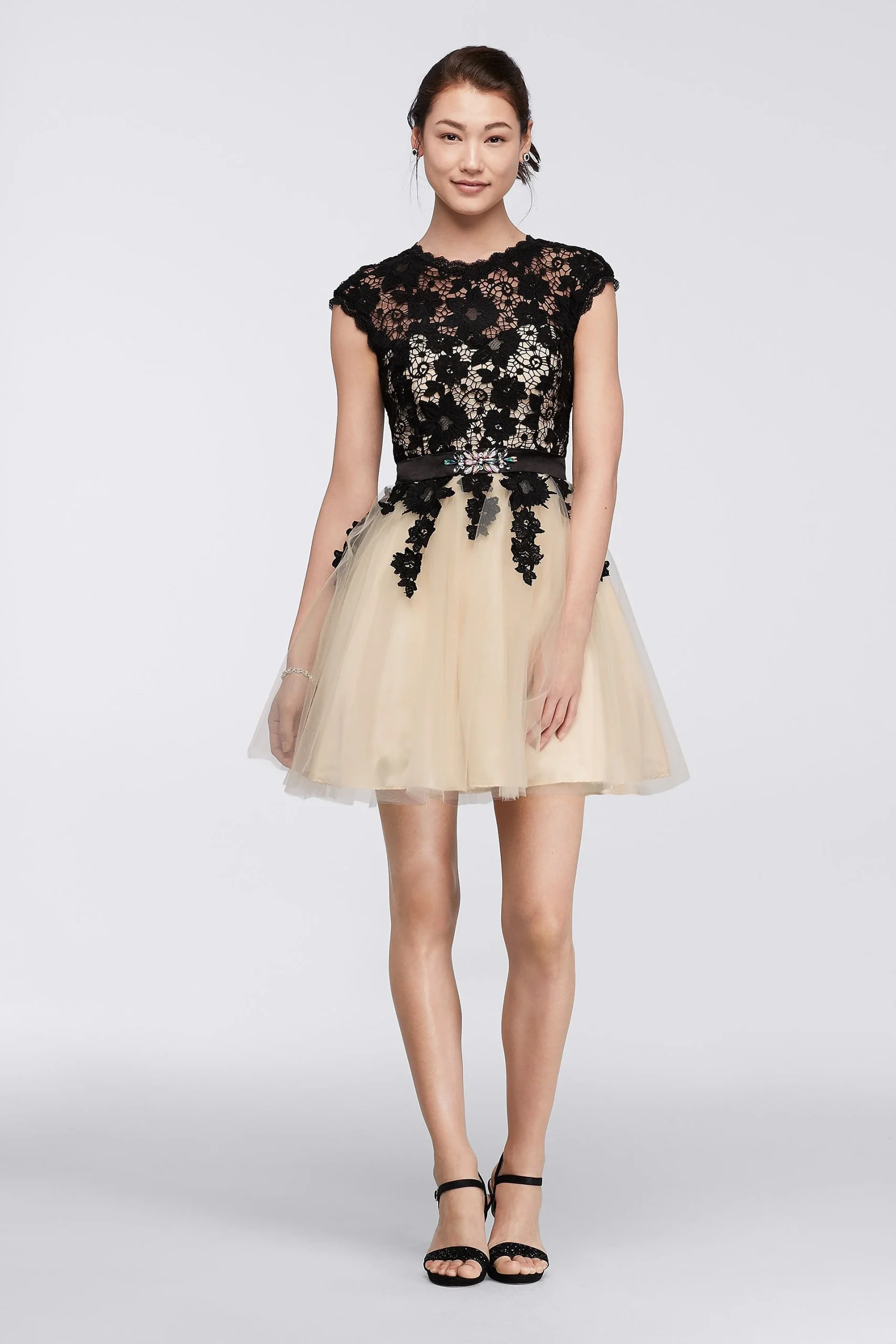 High Neck Venise Lace Homecoming Dress