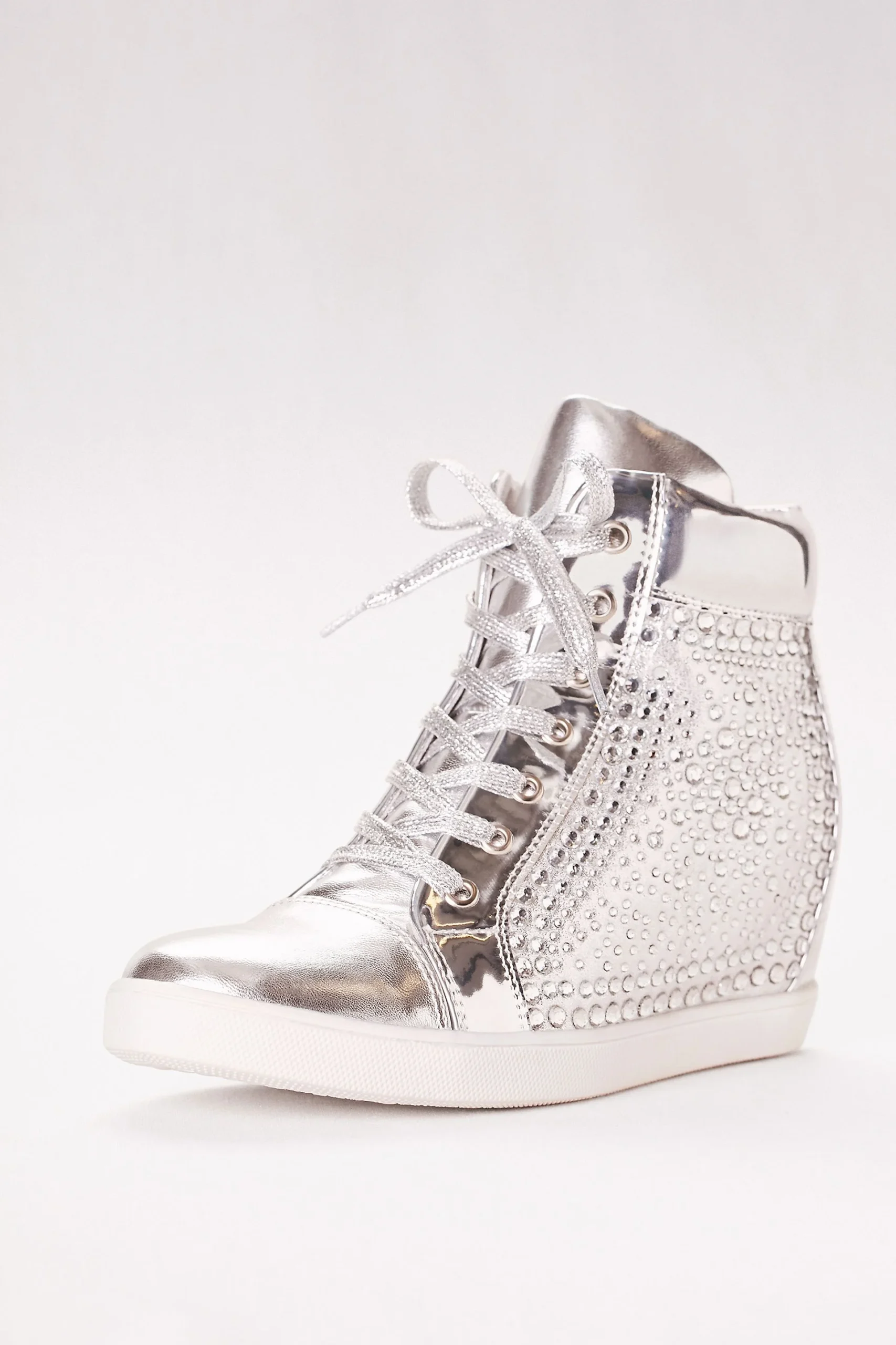 High-Top Metallic Sneaker with Built-In Heel