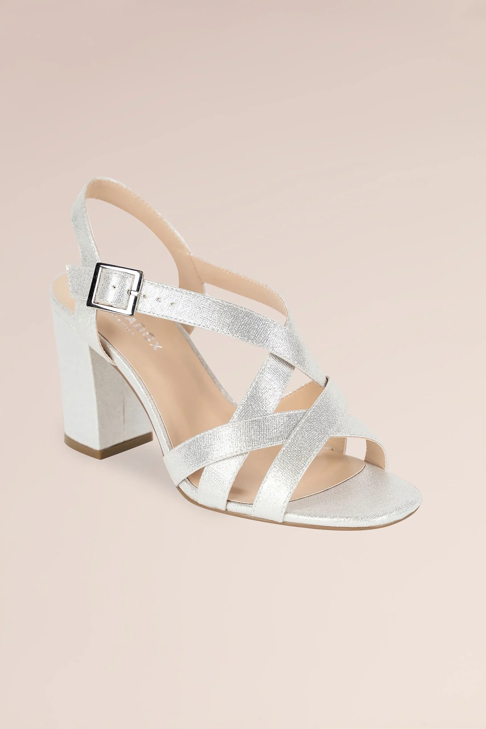 Hilde Shimmer Cross Strap High Block Heels