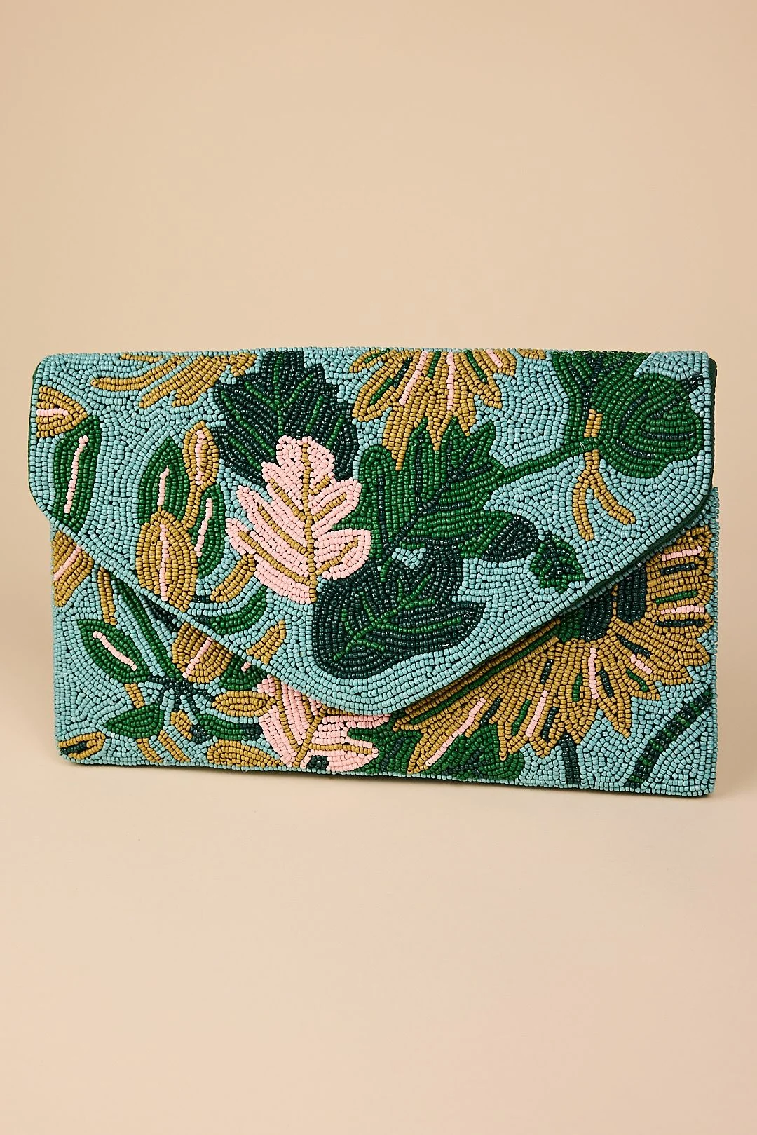 Hothouse Leaves Beaded Clutch