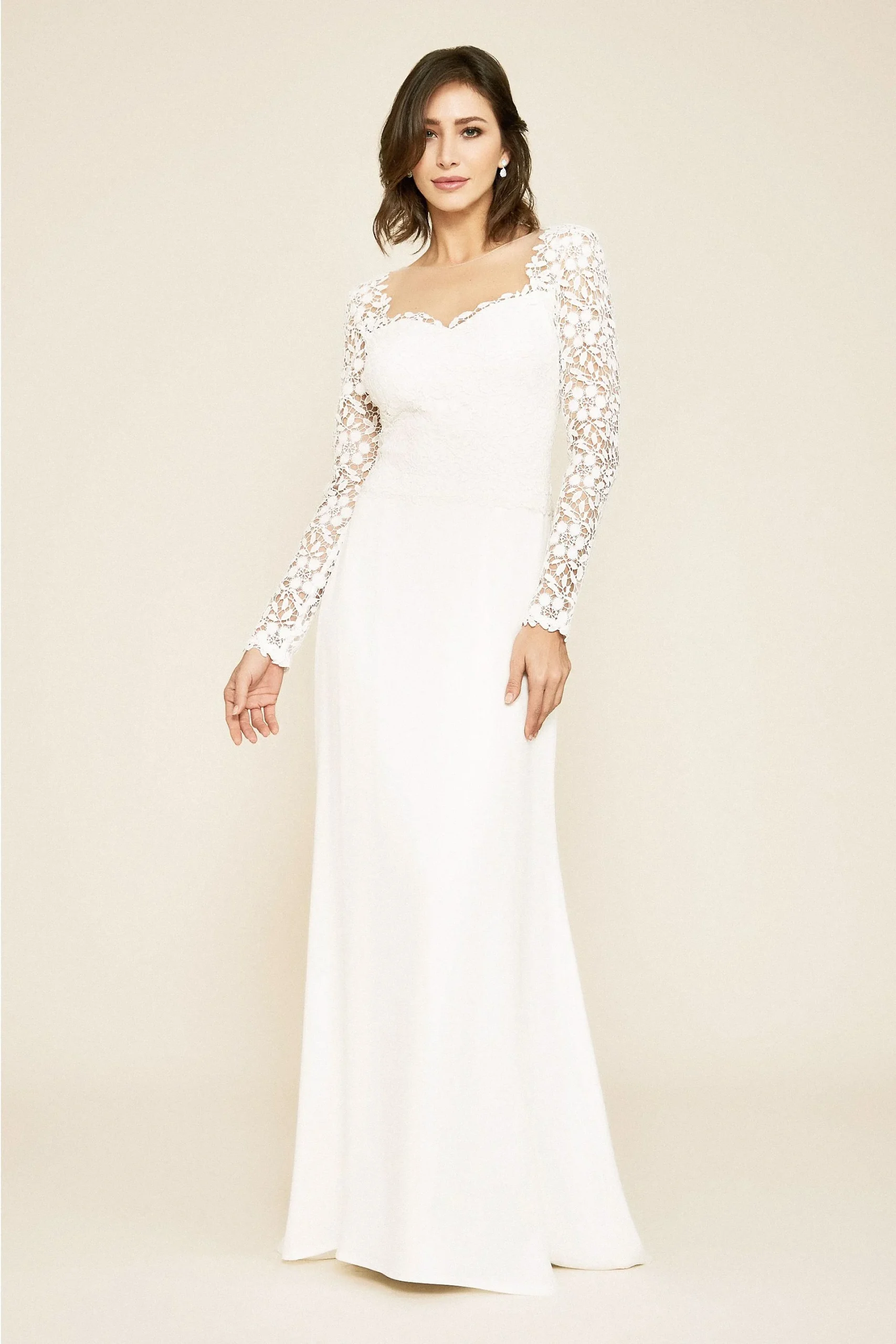 Hunter Tulle and Crepe Long Sleeve Wedding Dress