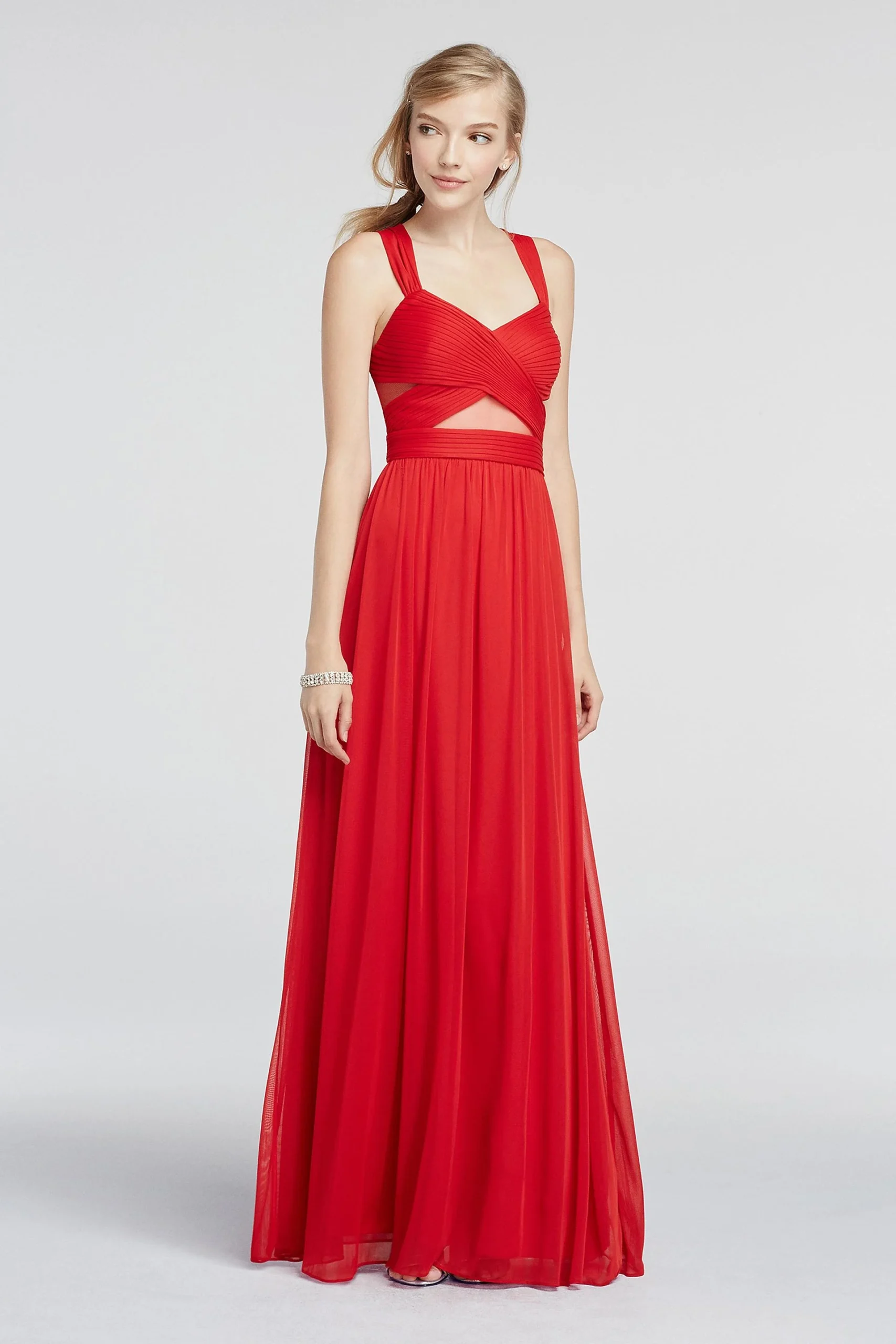 Illusion Cut Out Sleeveless Mesh Prom Dress
