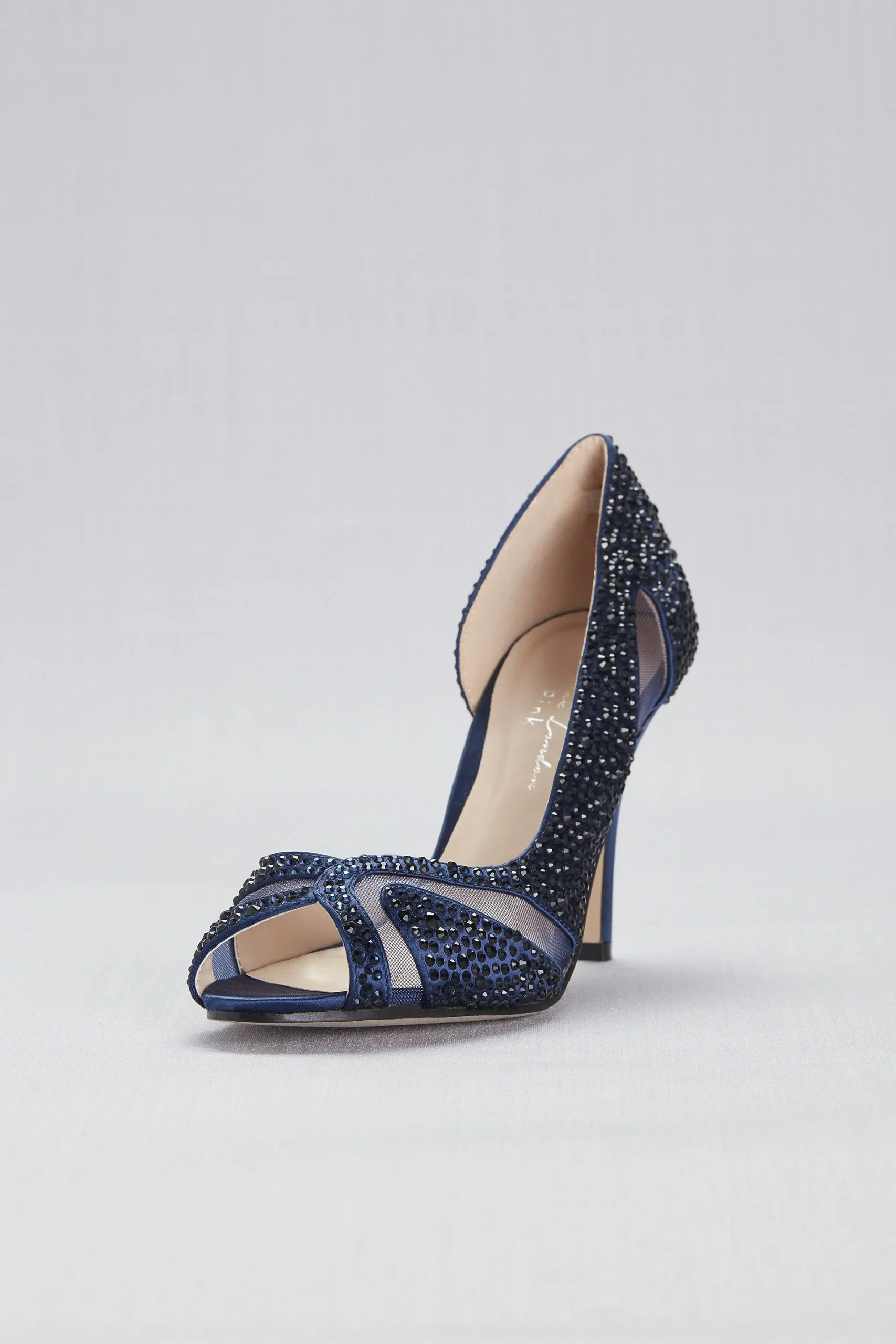 Illusion Cutout Jewel-Encrusted Peep-Toe Pumps