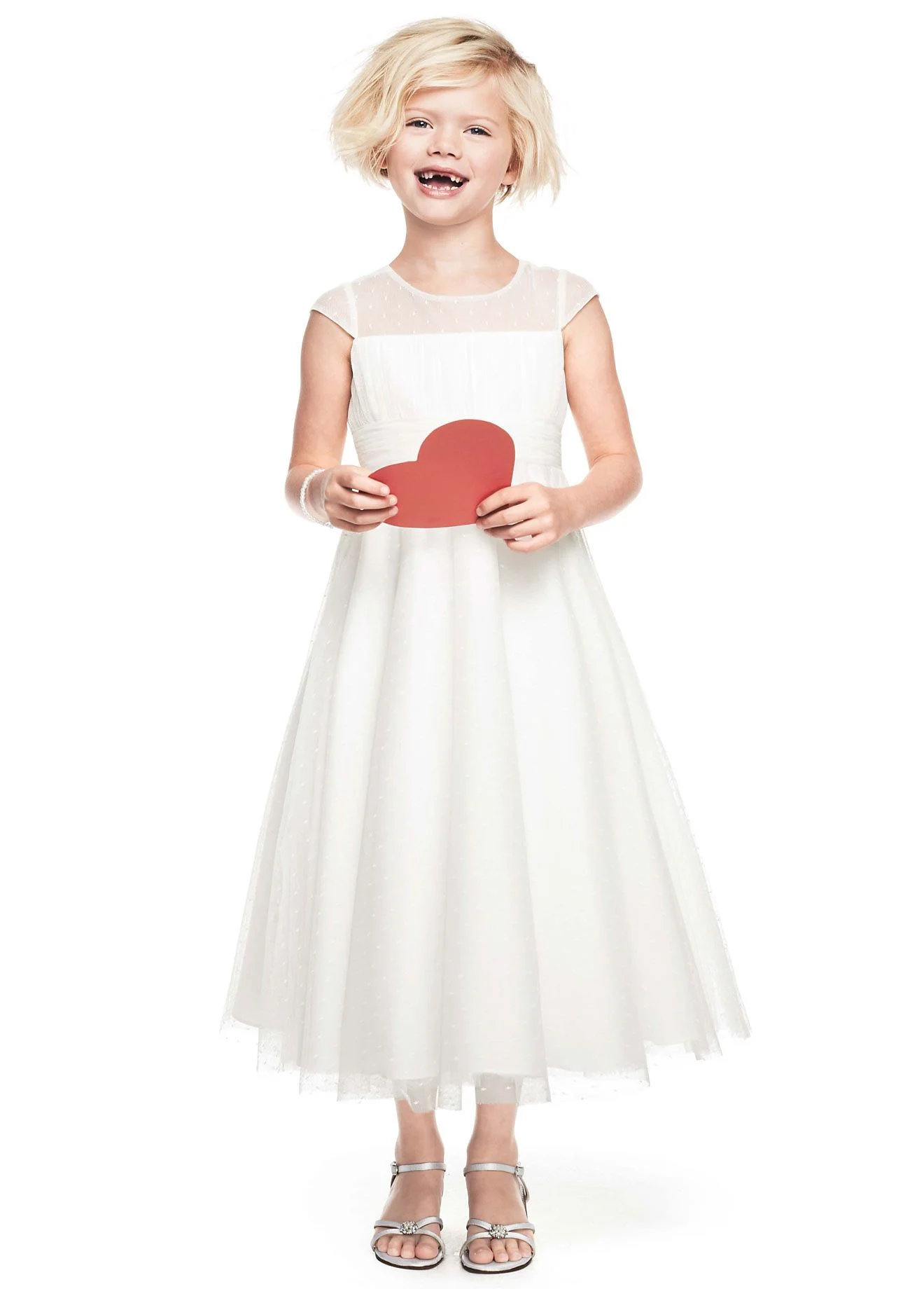 Illusion Dot Cap Sleeve Flower Girl Tulle Dress