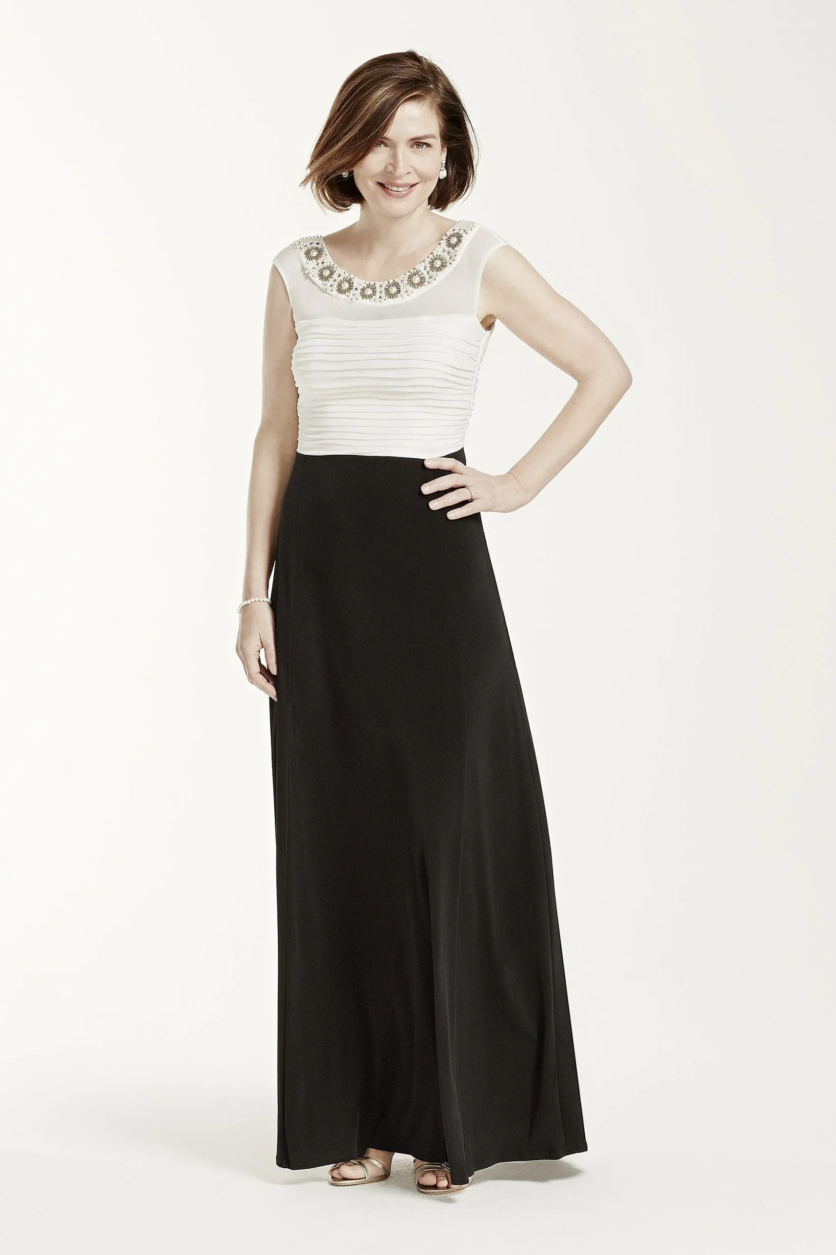 Illusion Tank Pleated Bodice Jersey Dress