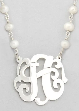 Initial Sterling Silver Pearl Necklace