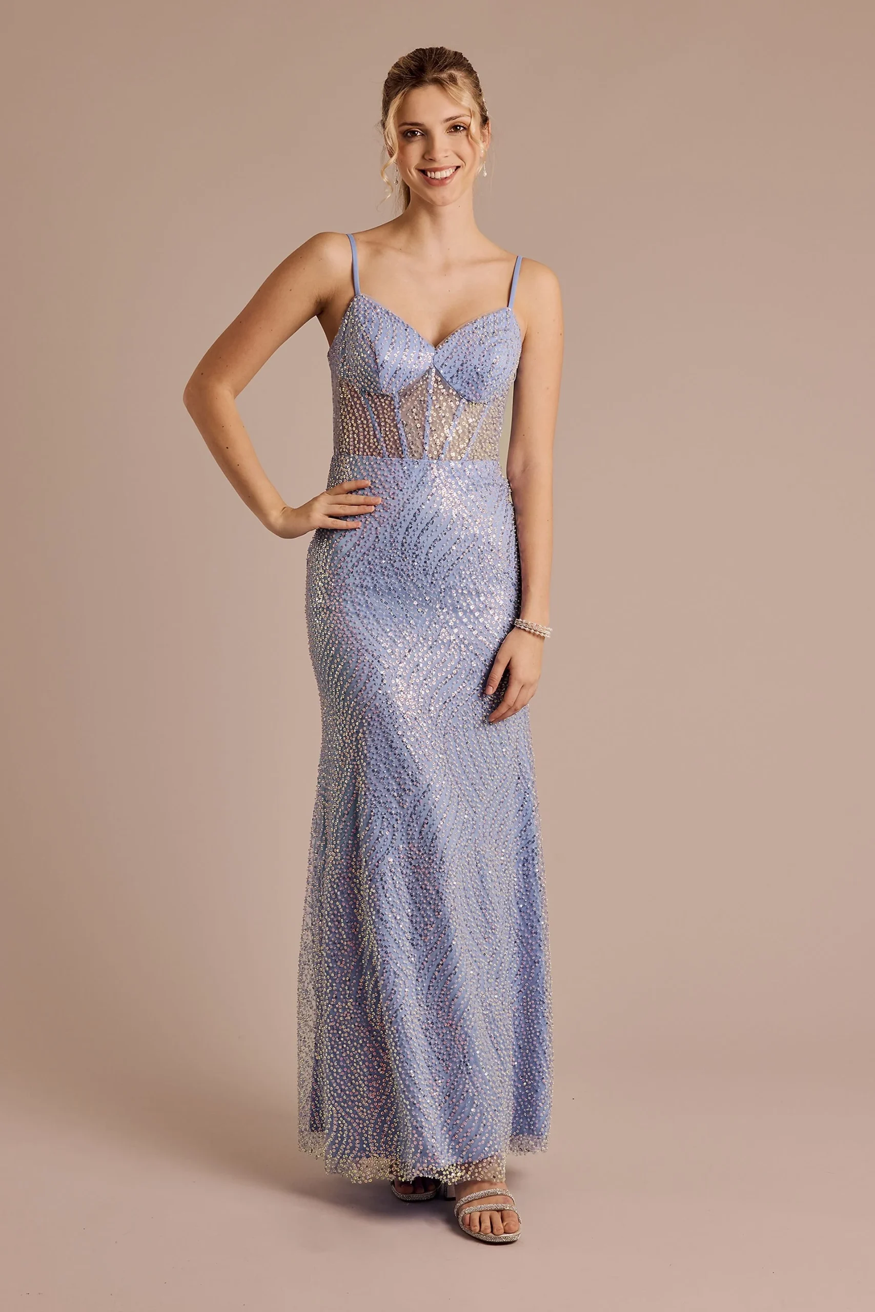 Iridescent Beaded Sheath Dress