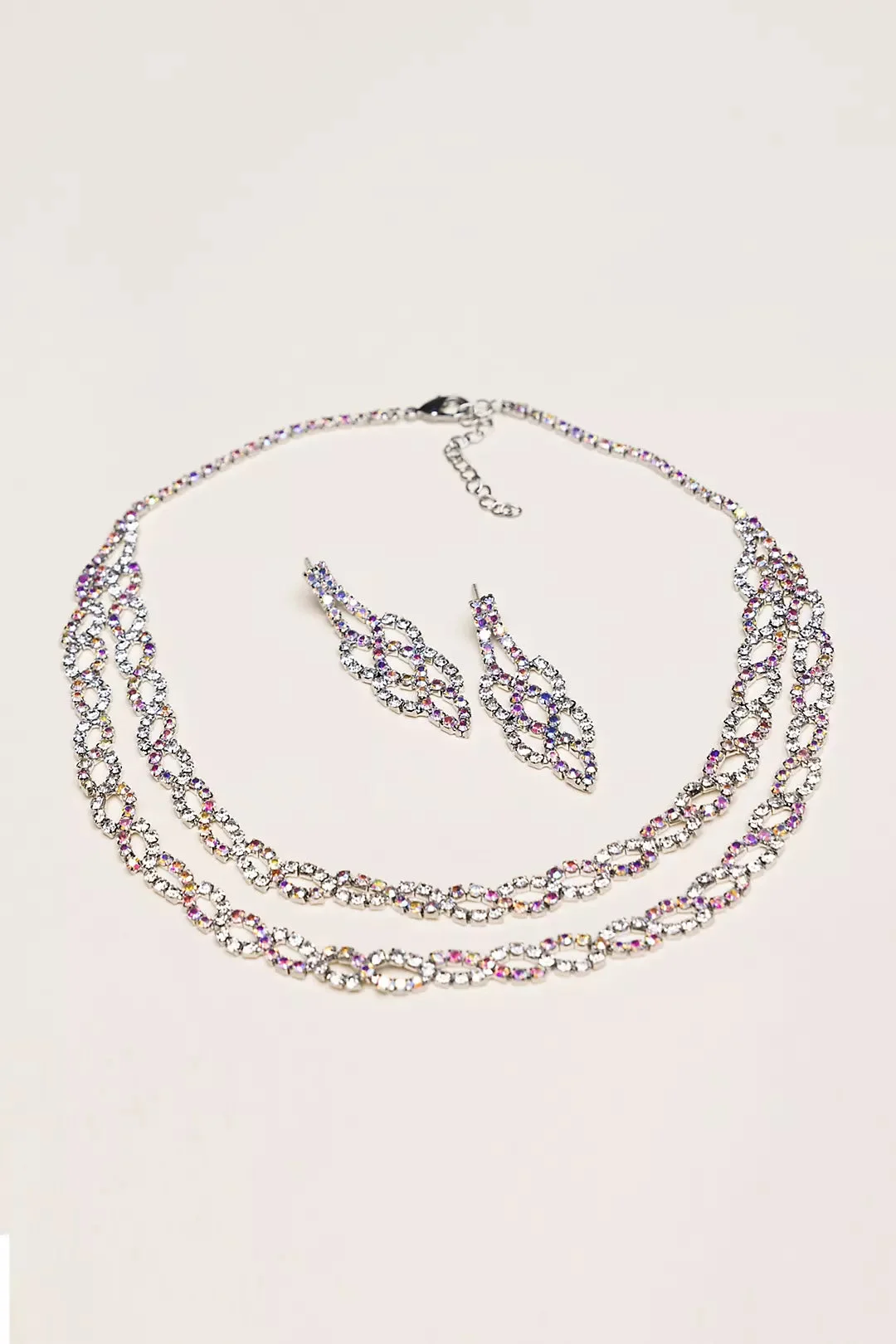 Iridescent Crystal Twist Double Strand Jewelry Set