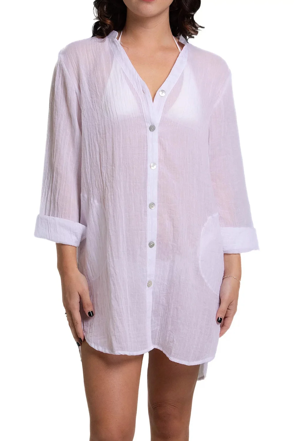 J. Valdi Breeze Big Shirt Cover-Up, White (60596JV)