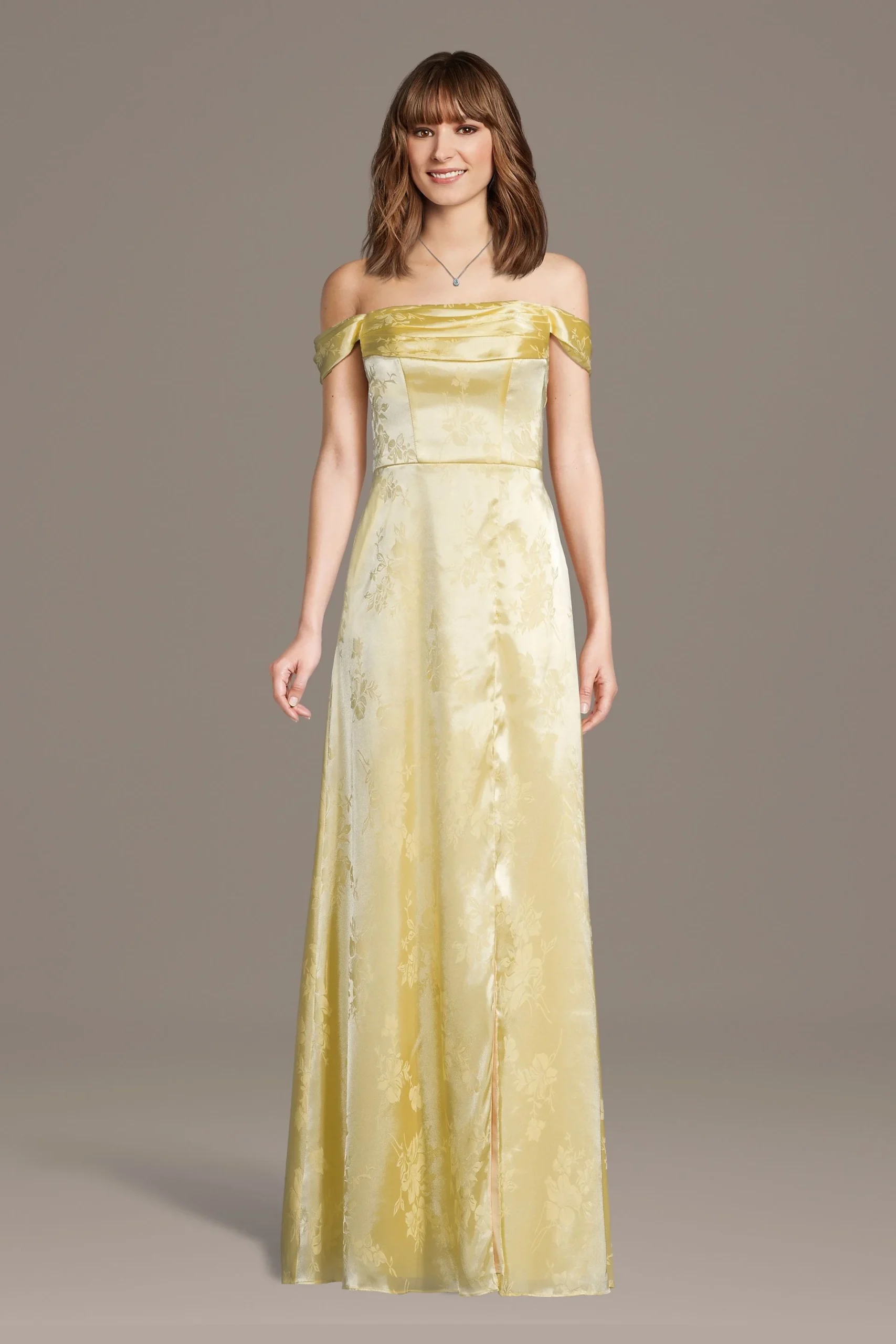 Jacquard Off-the-Shoulder Cowl Neck A-Line Dress