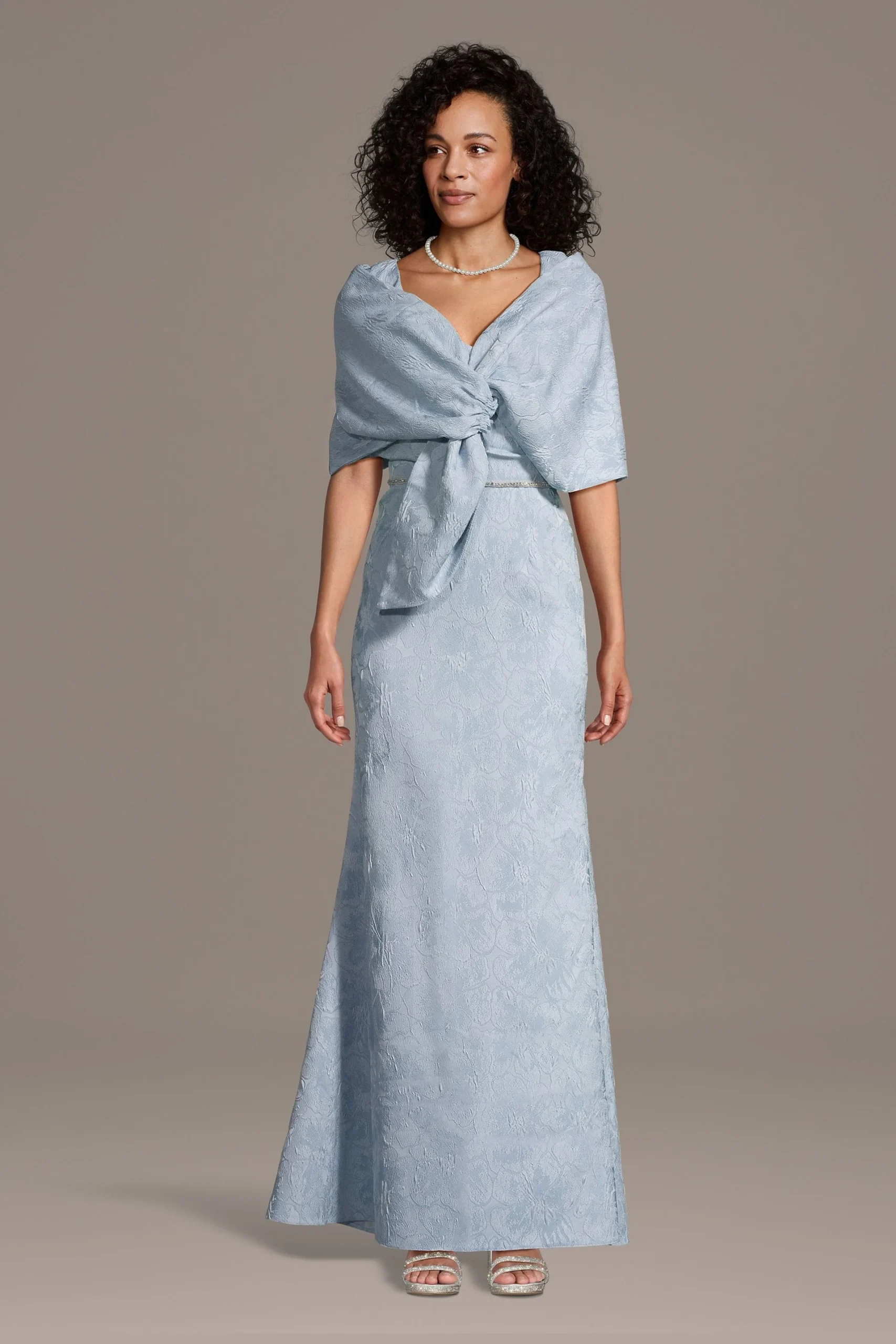 Jacquard Sheath Dress with Wrap Jacket
