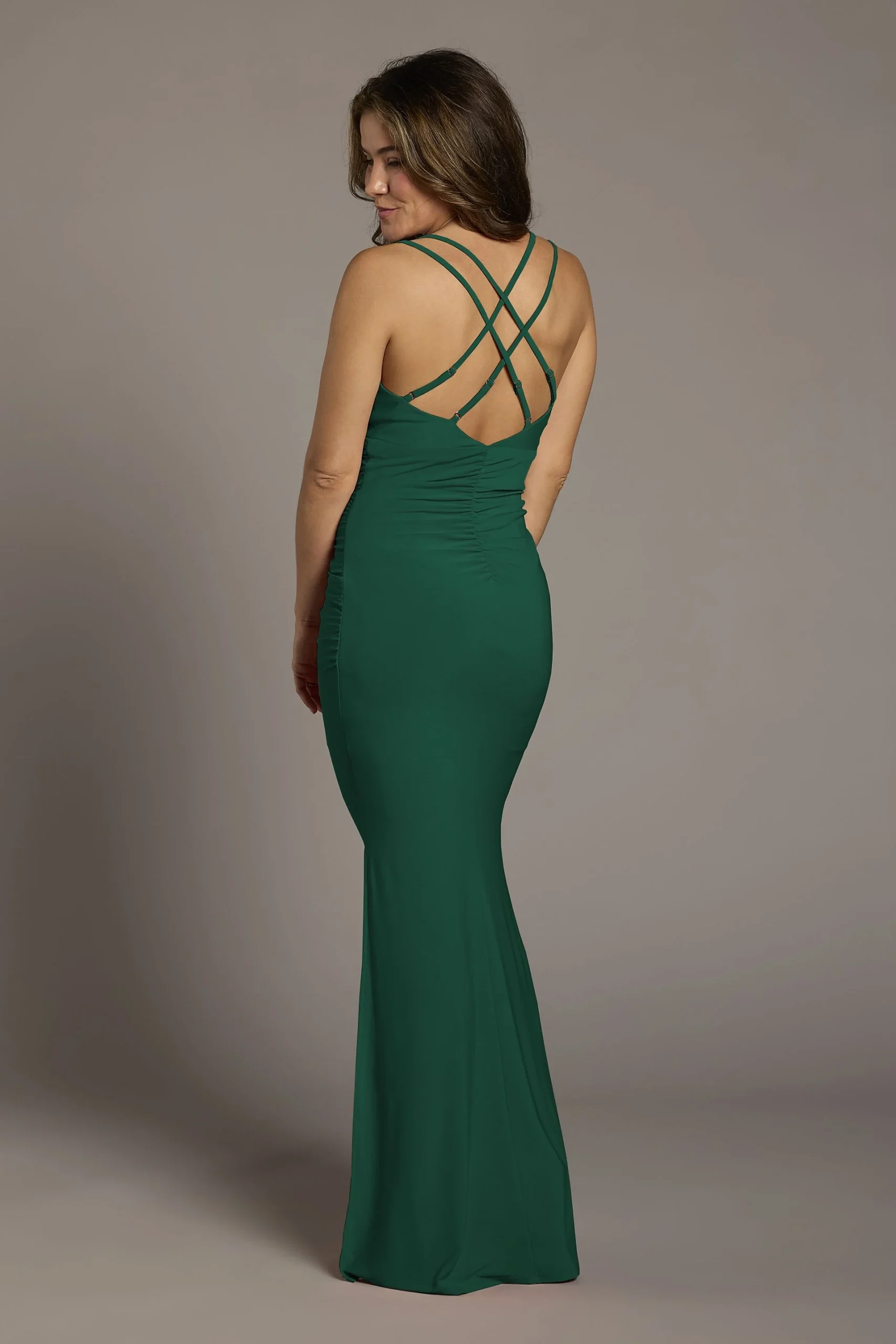 Jersey Cowl Neck Cross Back Sheath Dress