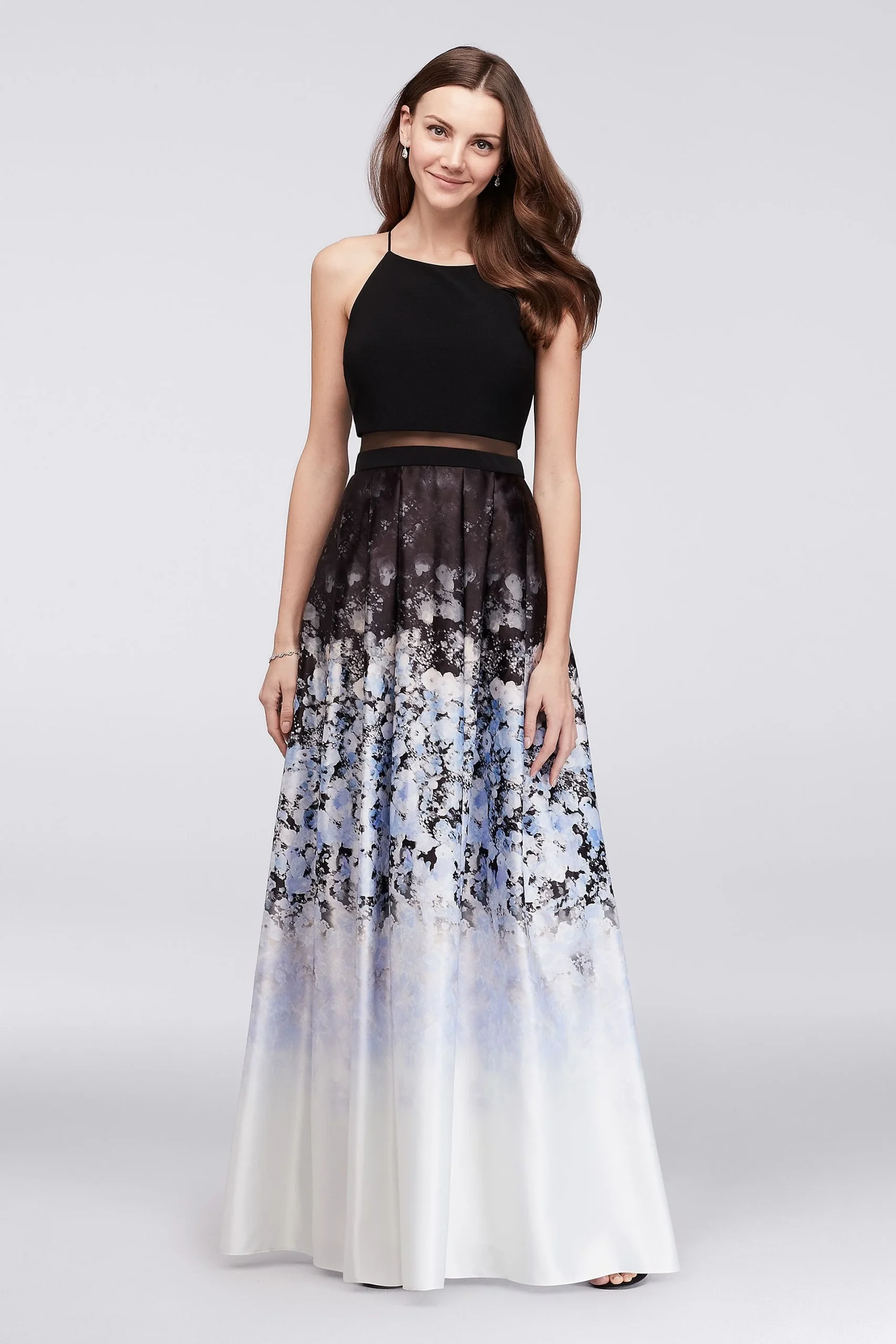 Jersey and Ombre Floral Charmeuse Ball Gown