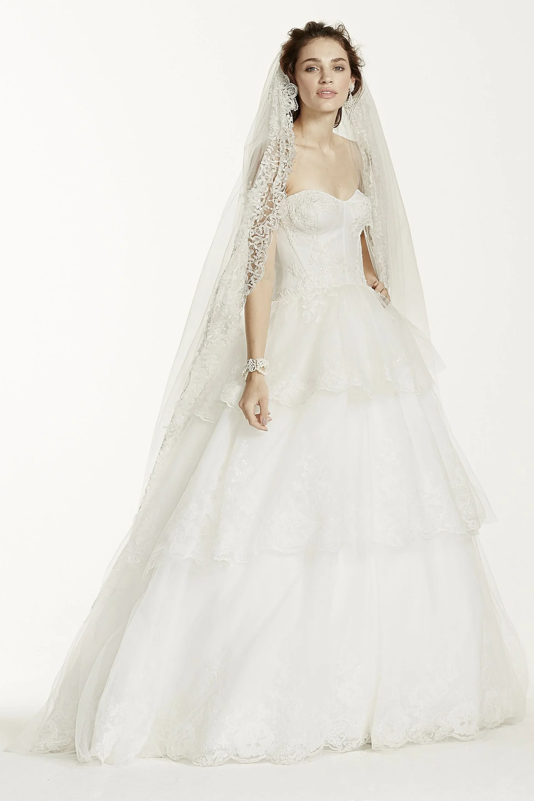 Jewel Strapless Tulle and Organza Wedding Dress