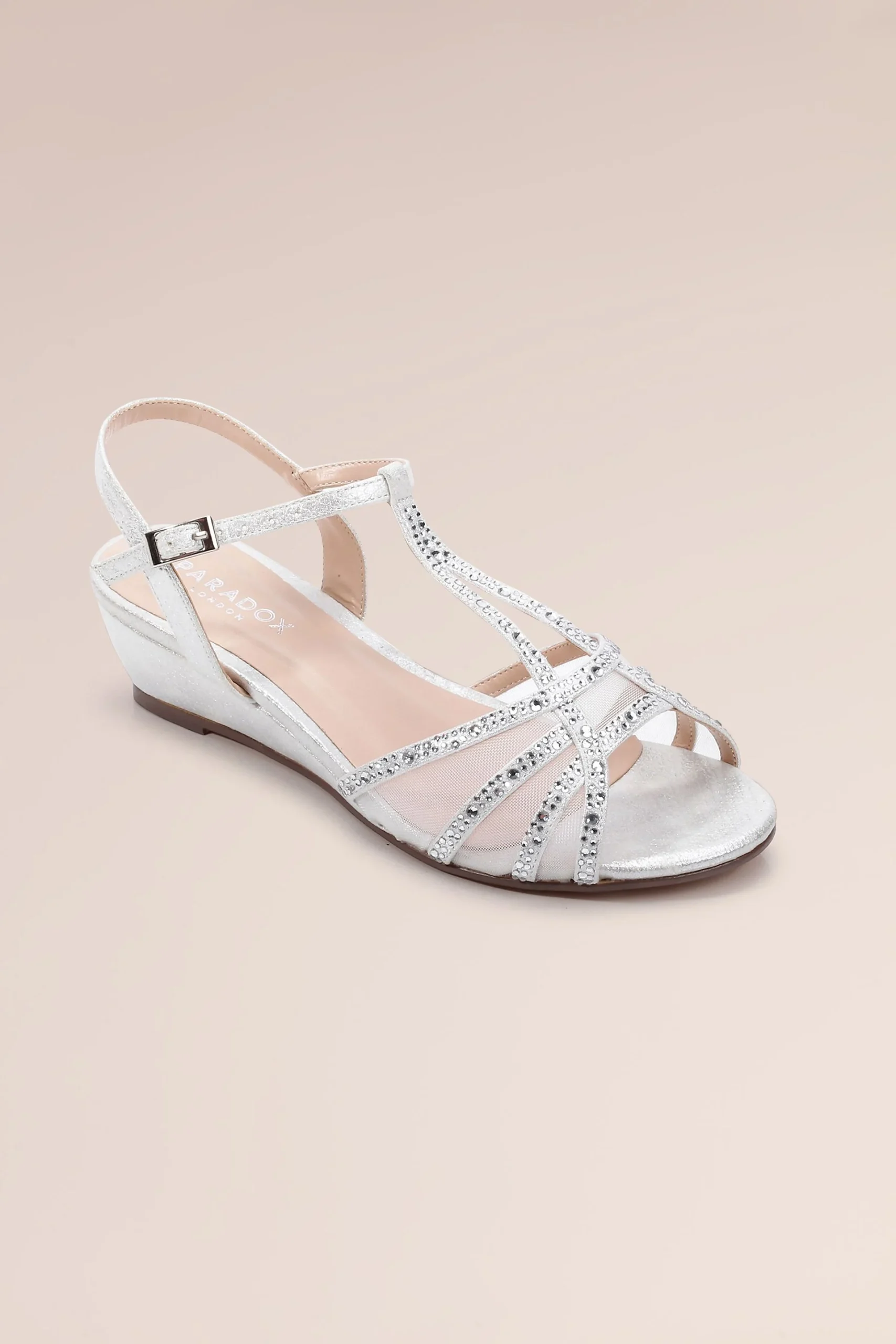 Jilly Glitter T-Strap Wedge Sandals