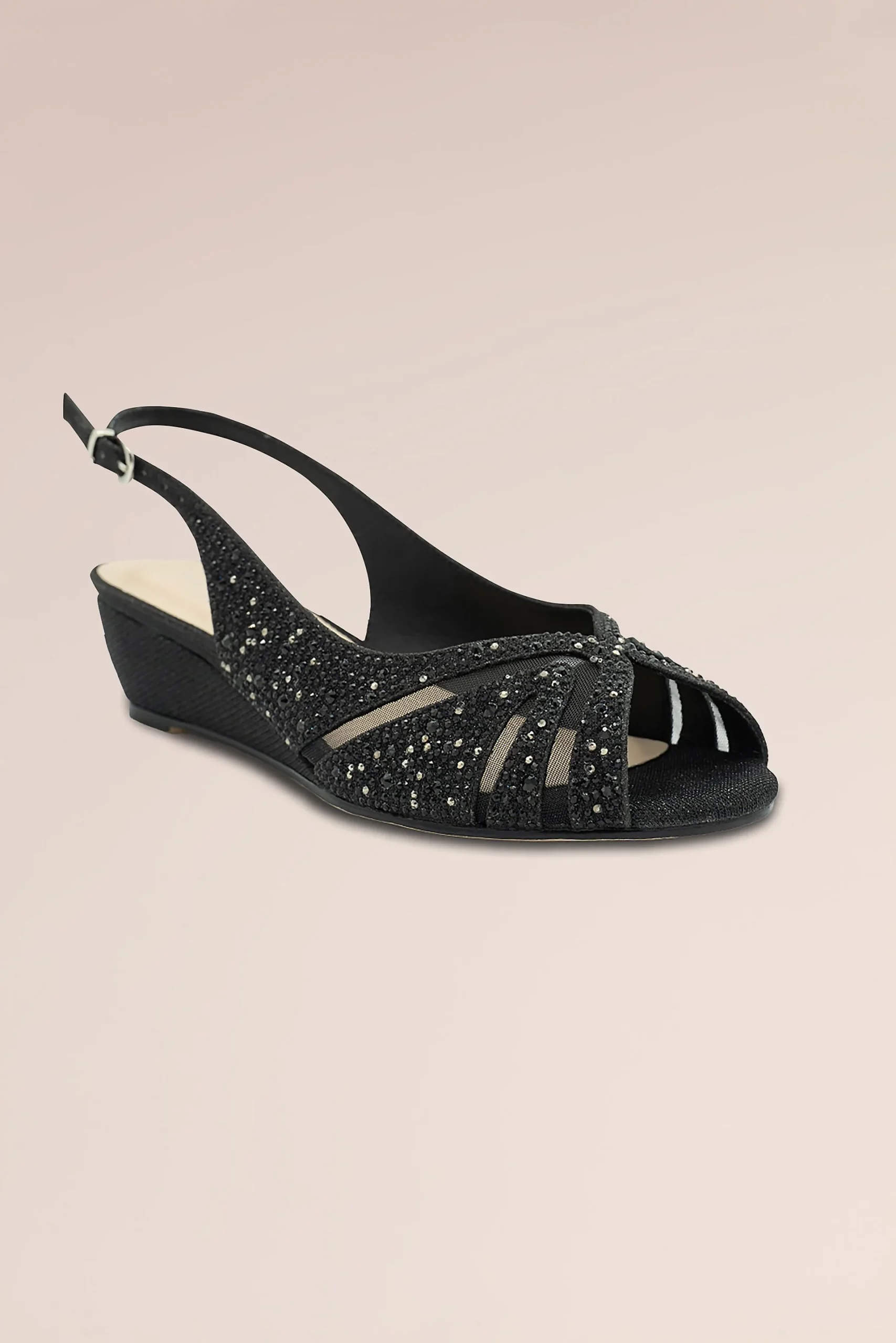 Jocelyn Peep Toe Embellished Wedge Slingbacks