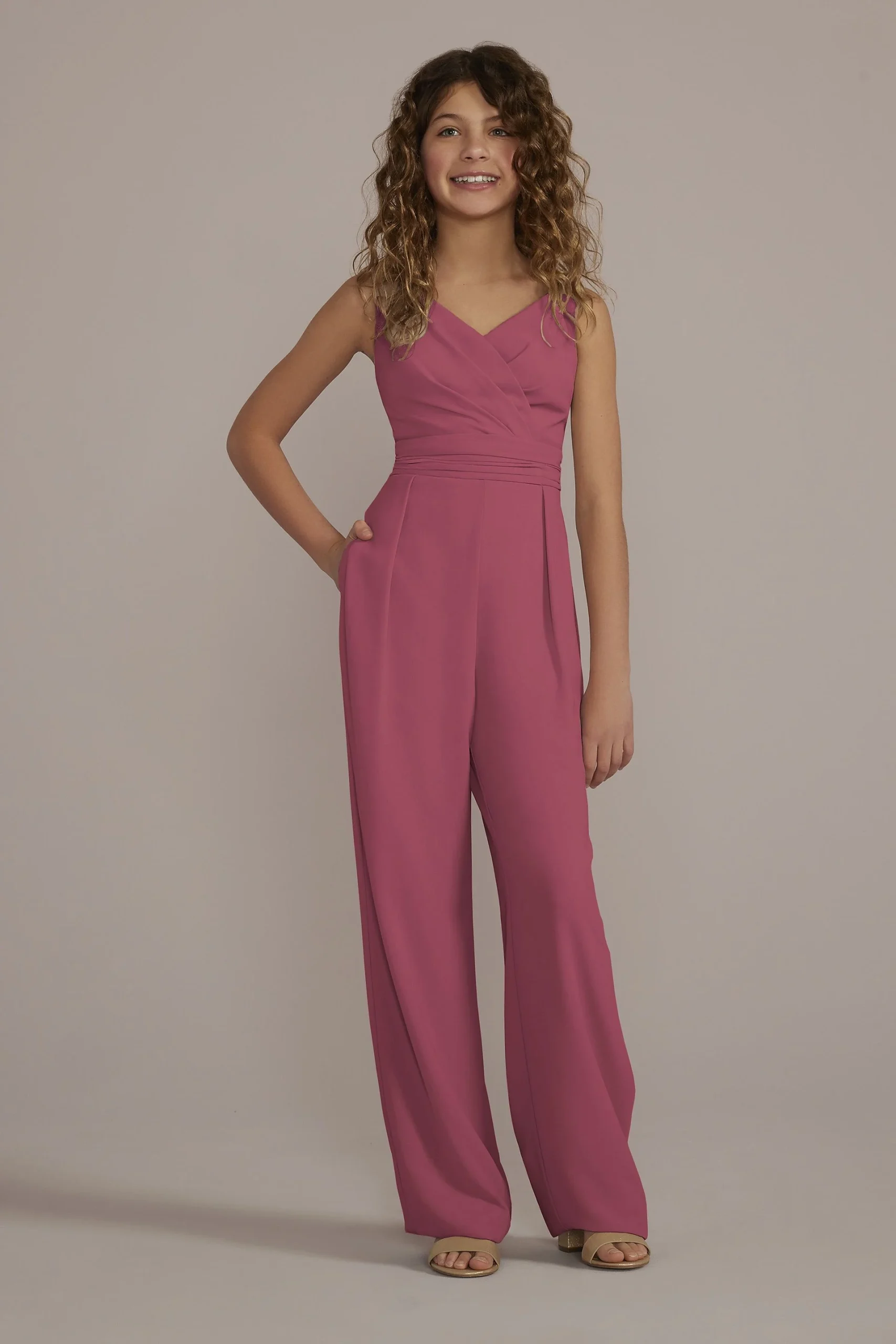 Junior Bridesmaid Tie-Back Chiffon Jumpsuit