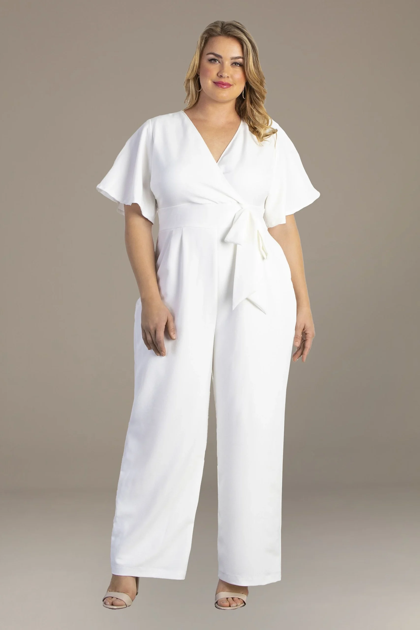 Karina Wide Leg Crepe Plus Size Jumpsuit