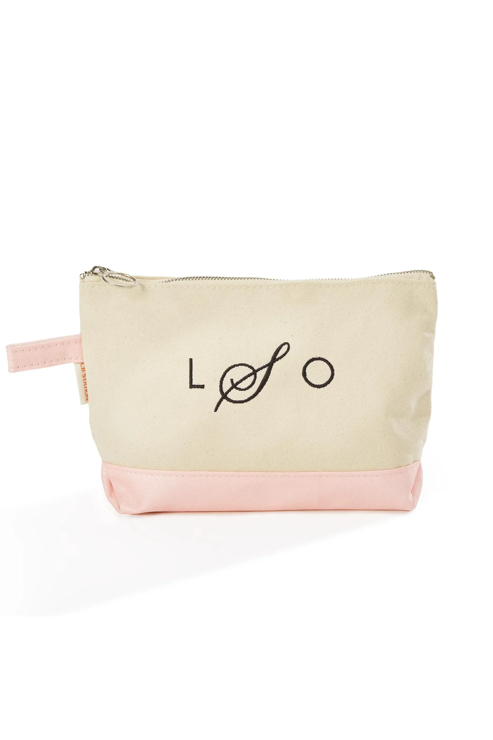 Kittenish Embroidered Metallic Pink Cosmetic Bag