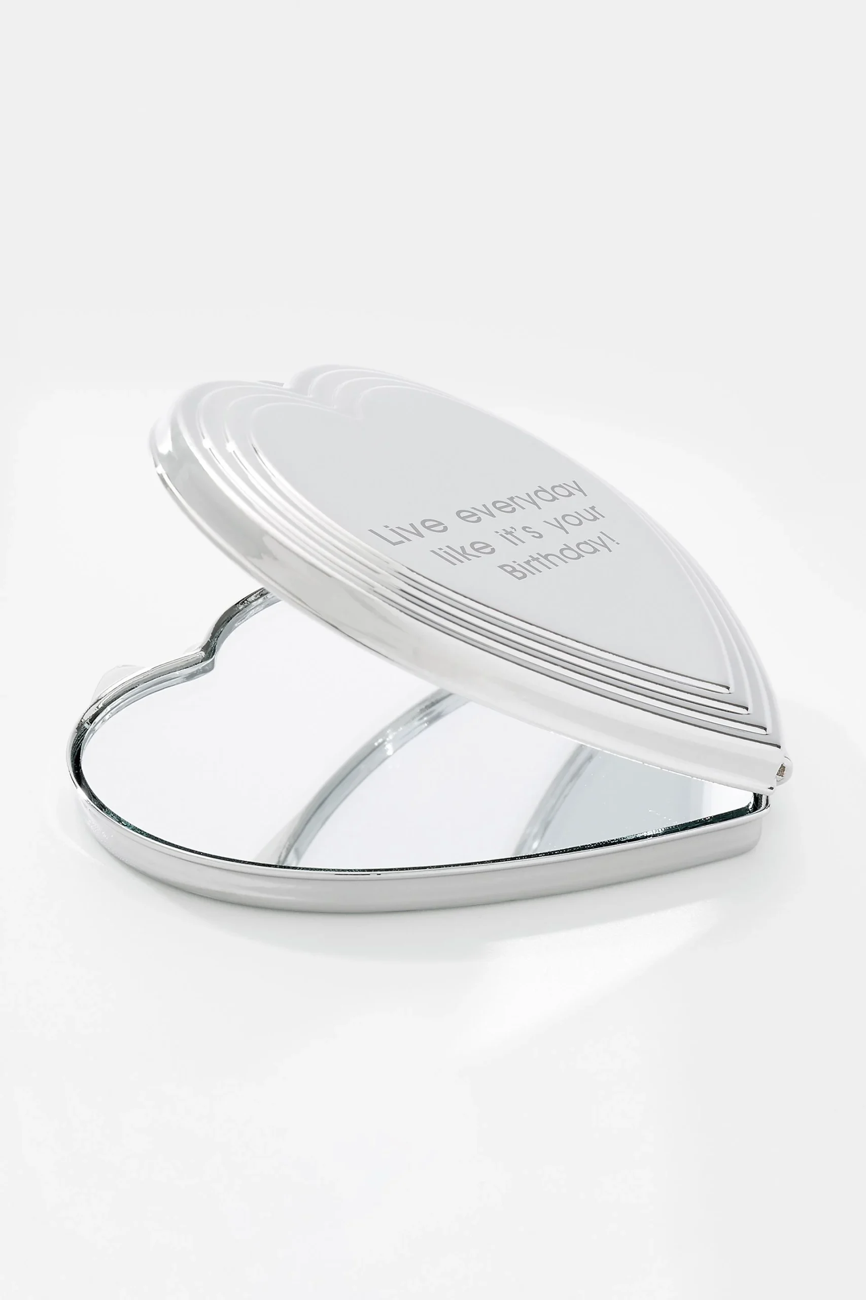 Kittenish Engraved Heart Compact Mirror