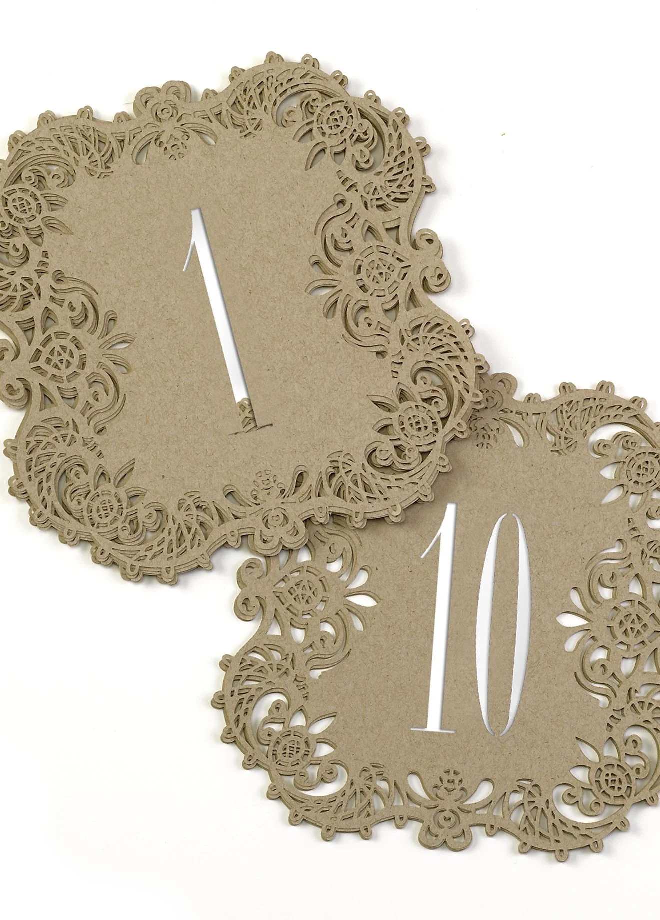 Kraft Laser Table Number Cards Set of 10