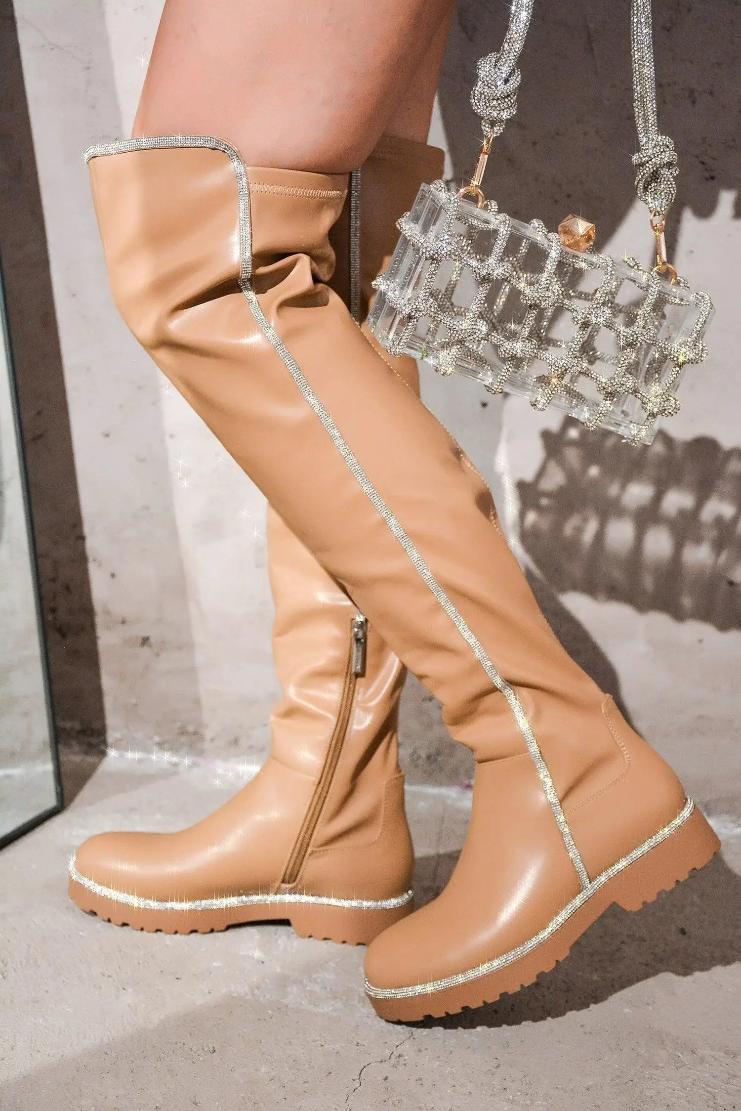 KURI - TAN Thigh High Boots