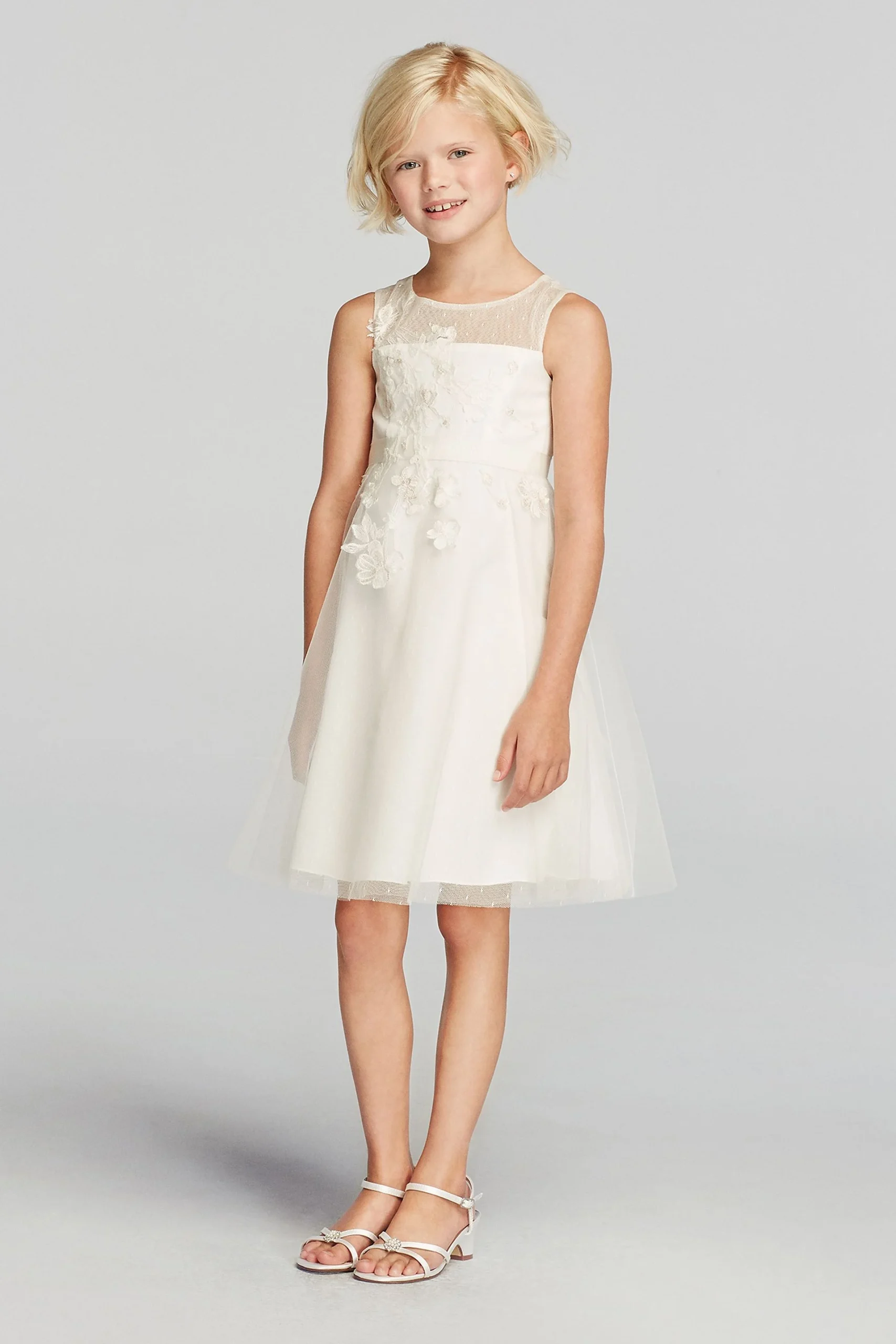 Lace Applique Illusion Neckline Tulle Dress