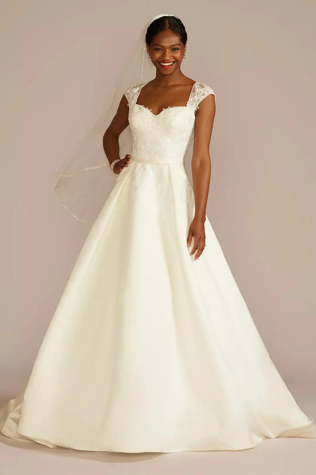 Lace Applique Satin Wedding Dress
