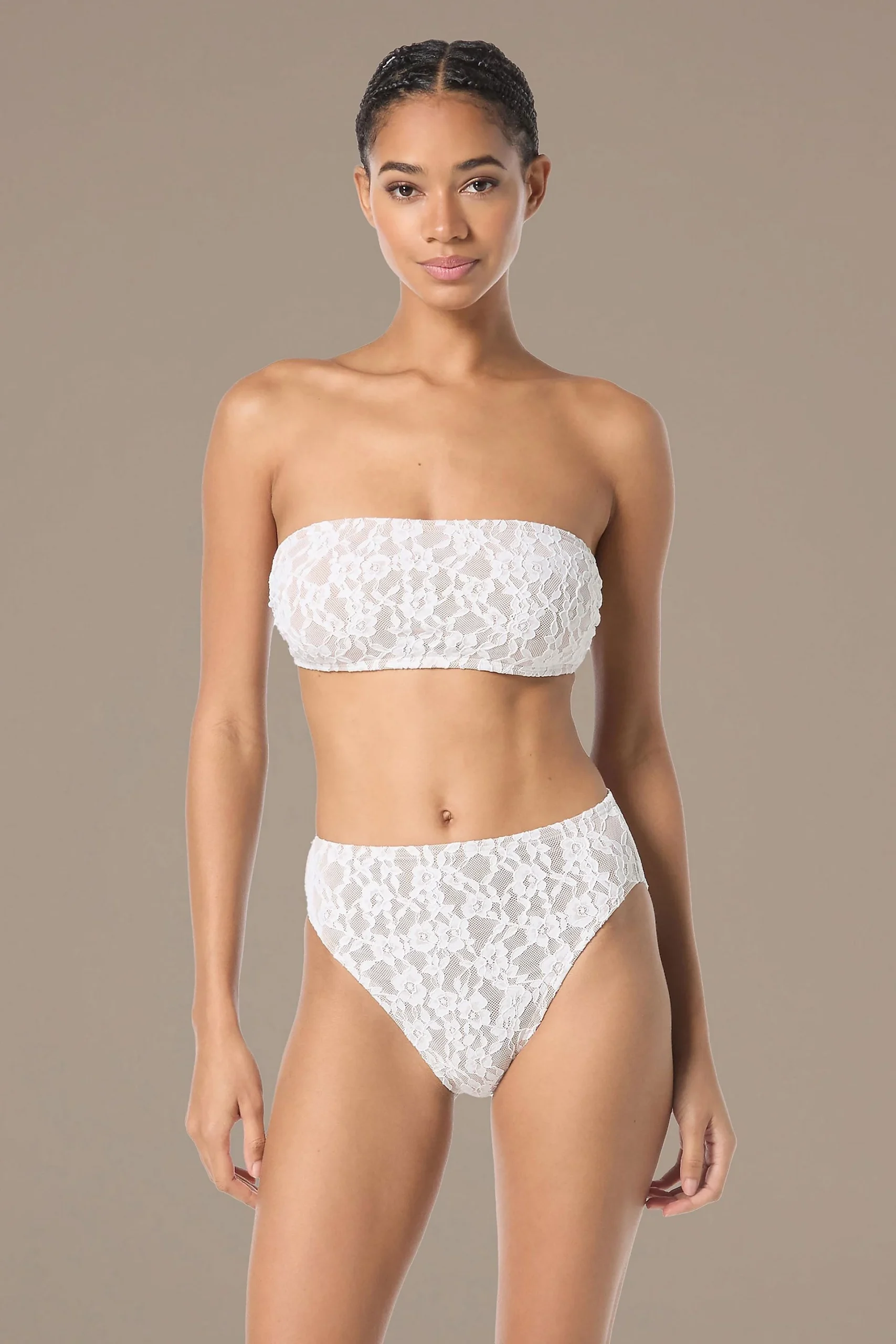 Lace Bandeau Bikini Swimsuit Top
