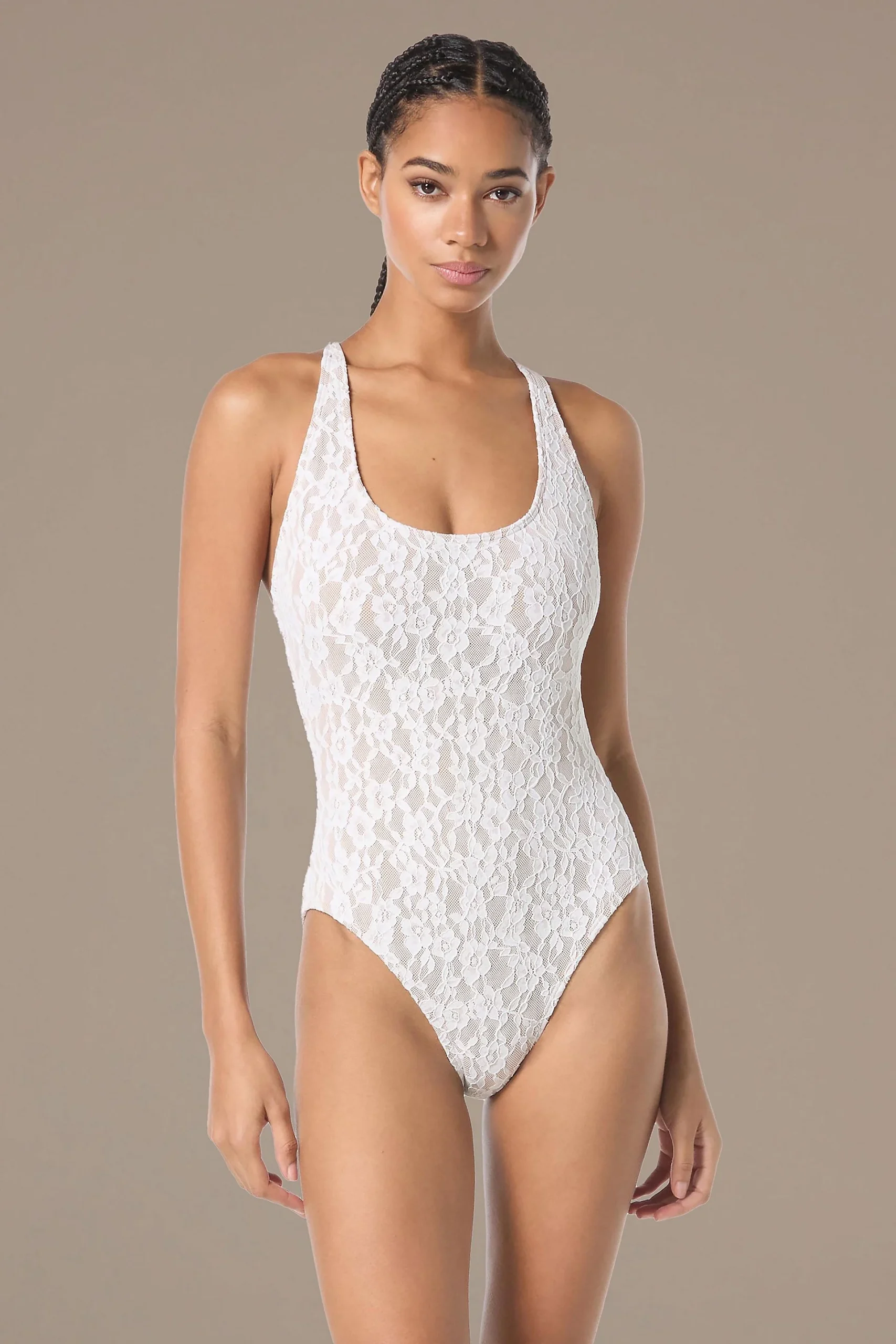 Lace Cross-Back One-Piece Swimsuit