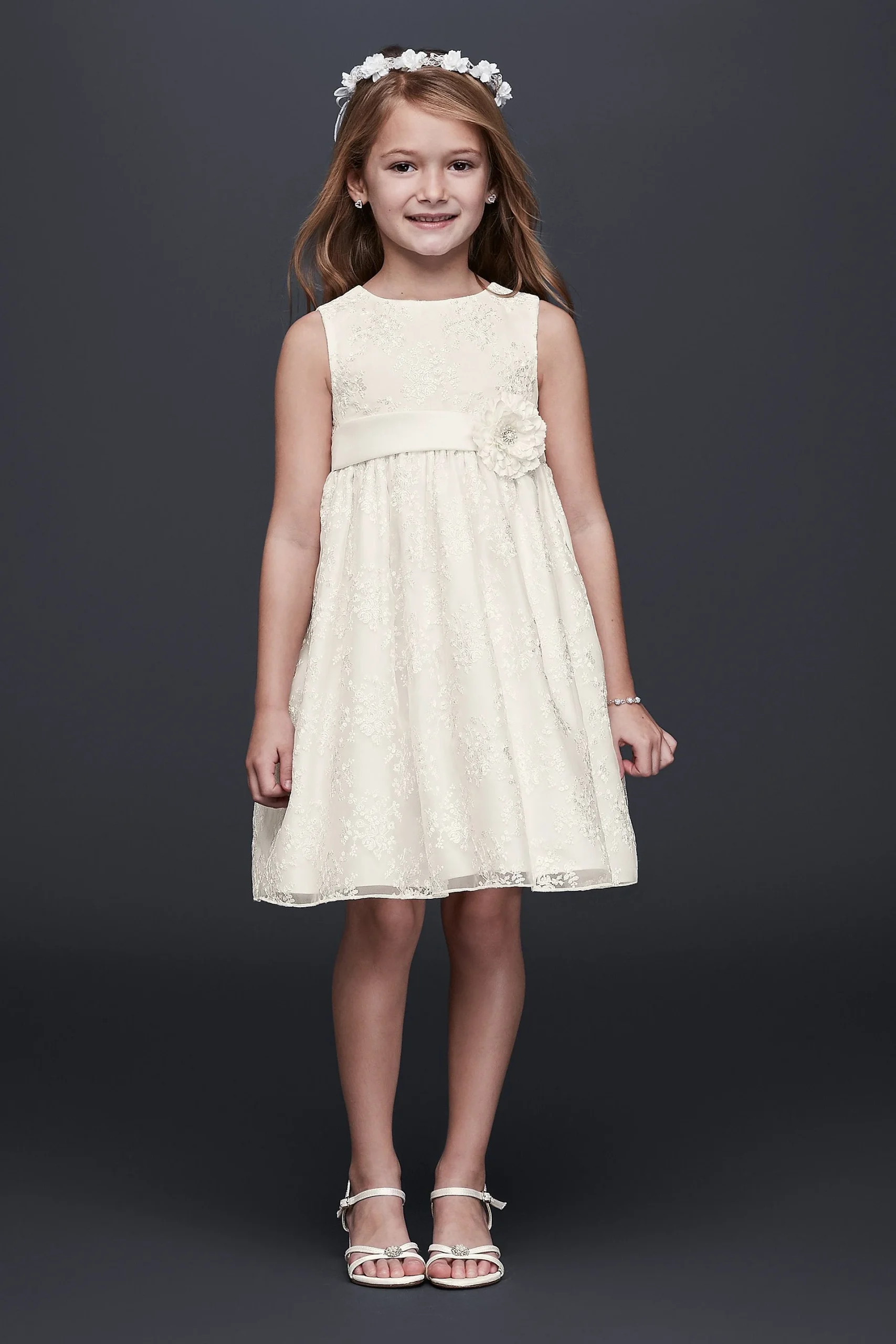 Lace Embroidered Organza Flower Girl Dress