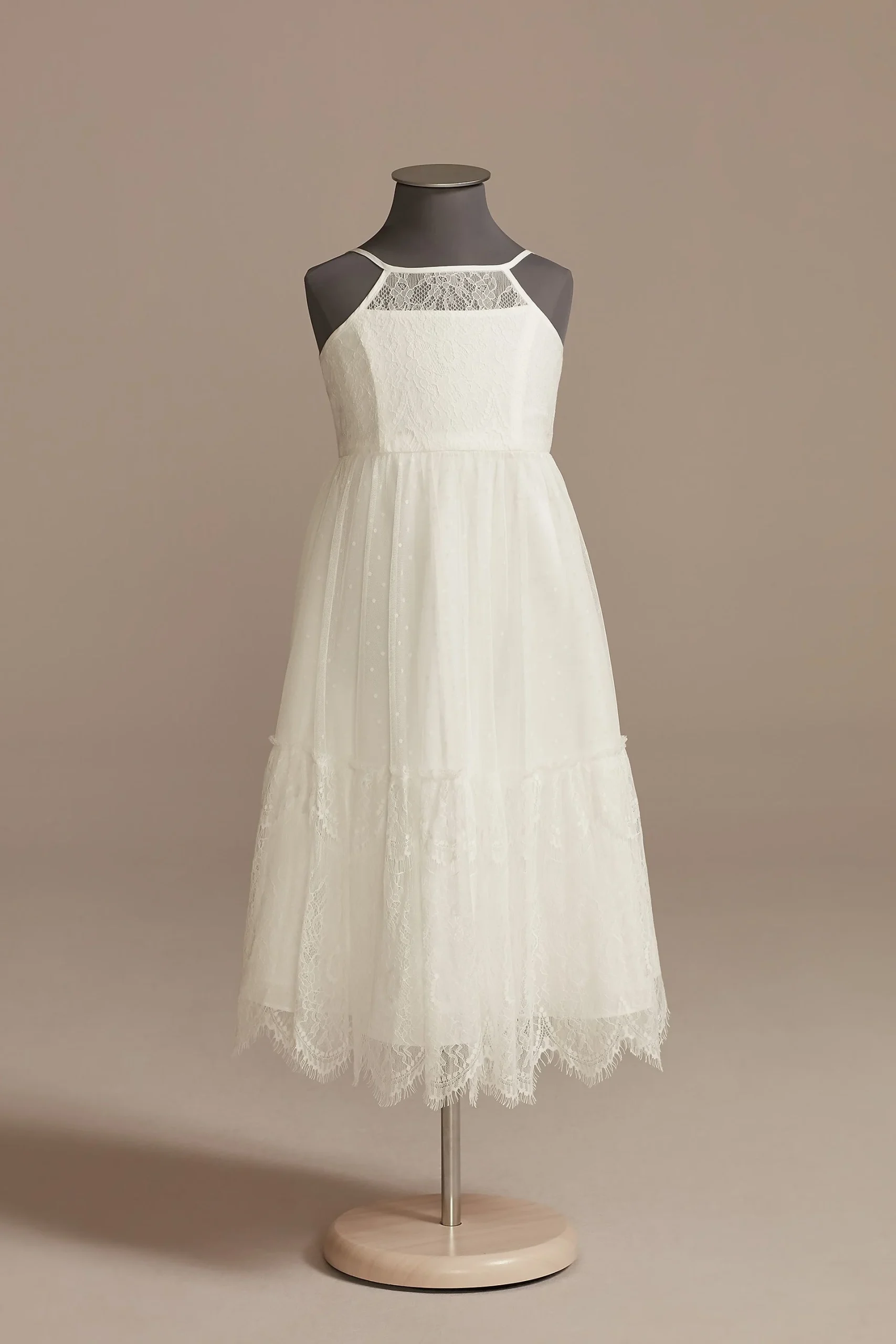 Lace Flower Girl Dress with Keyhole Back