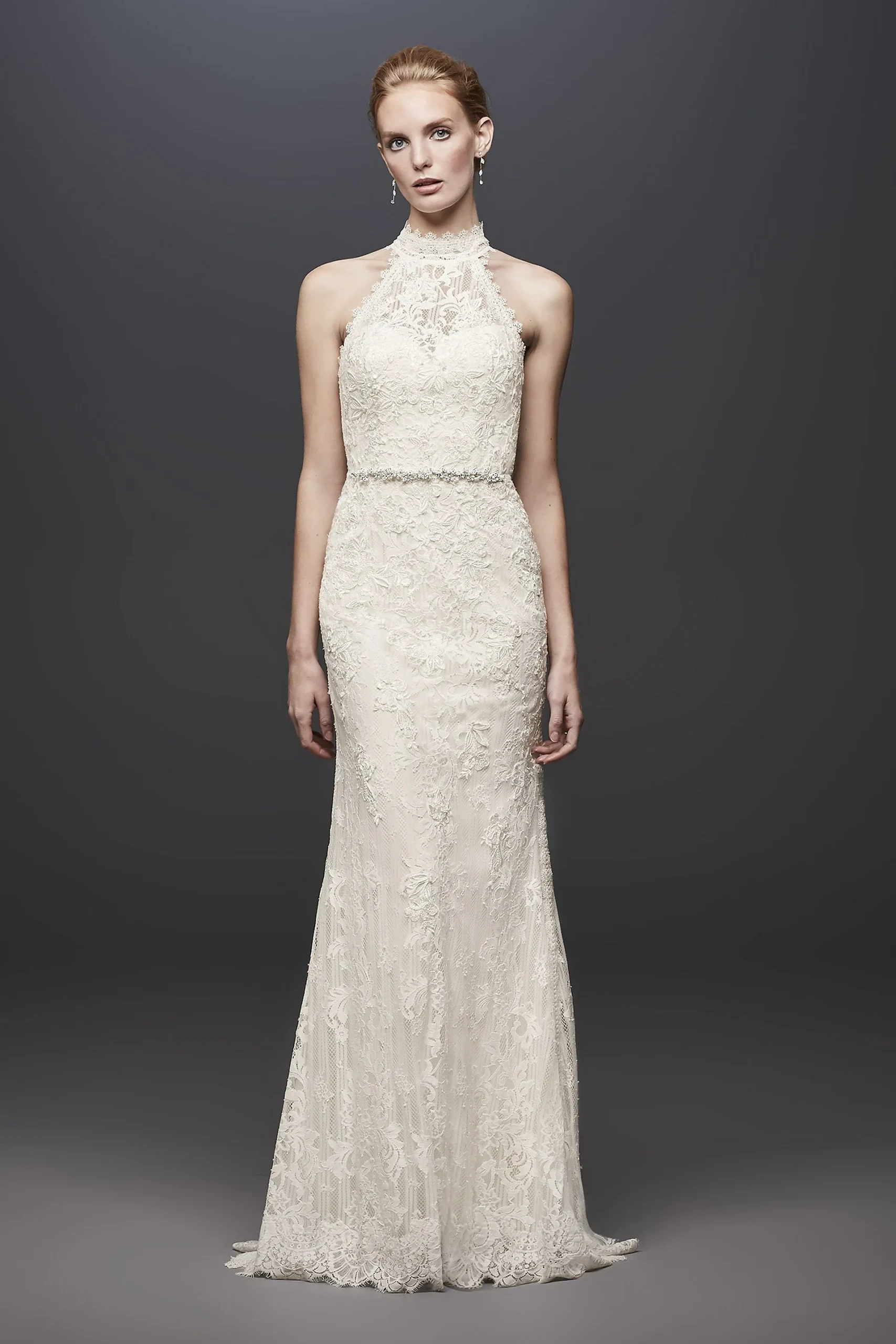 Lace High-Neck Halter Plus Size Wedding Dress