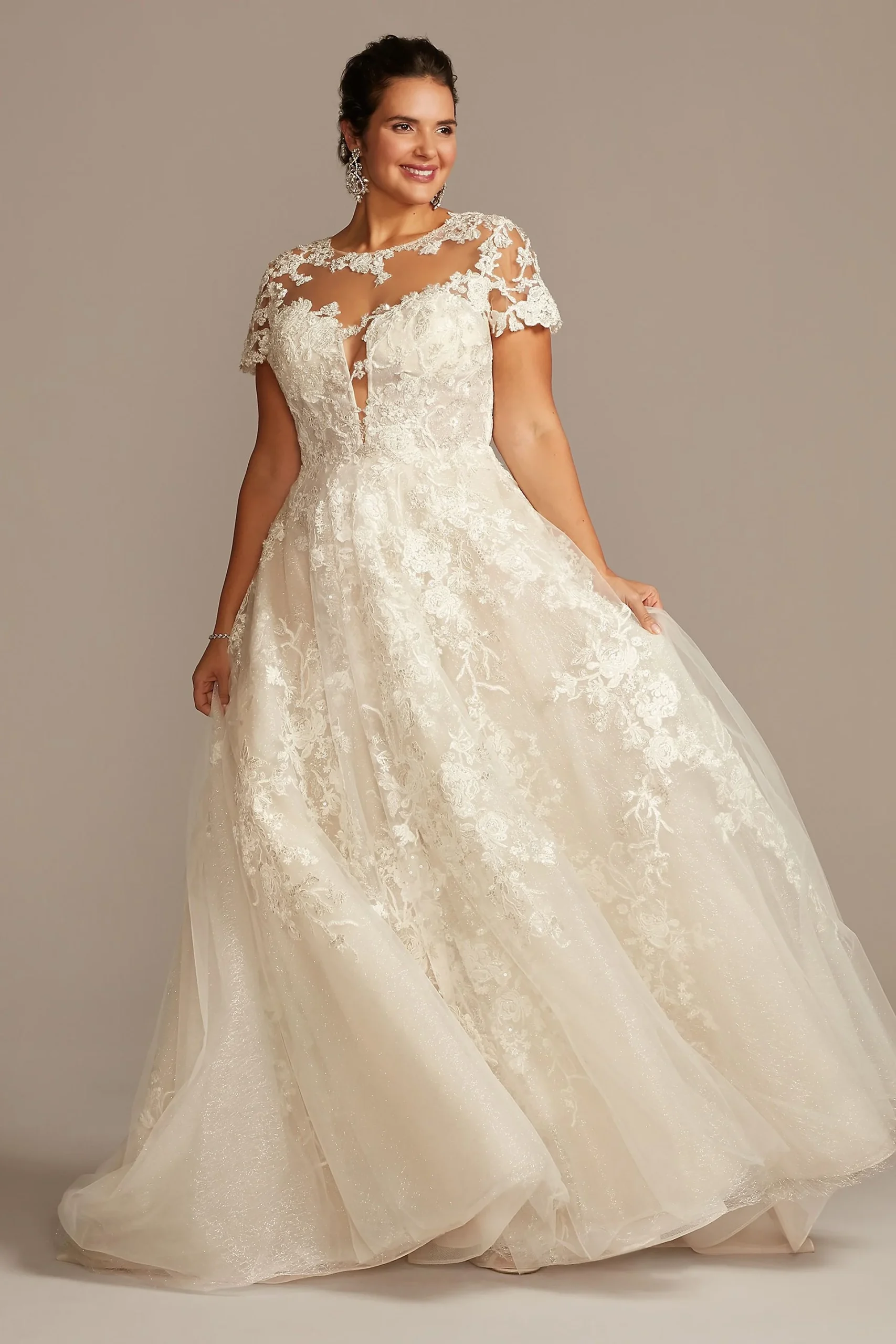 Lace Illusion Plus Size Wedding Dress