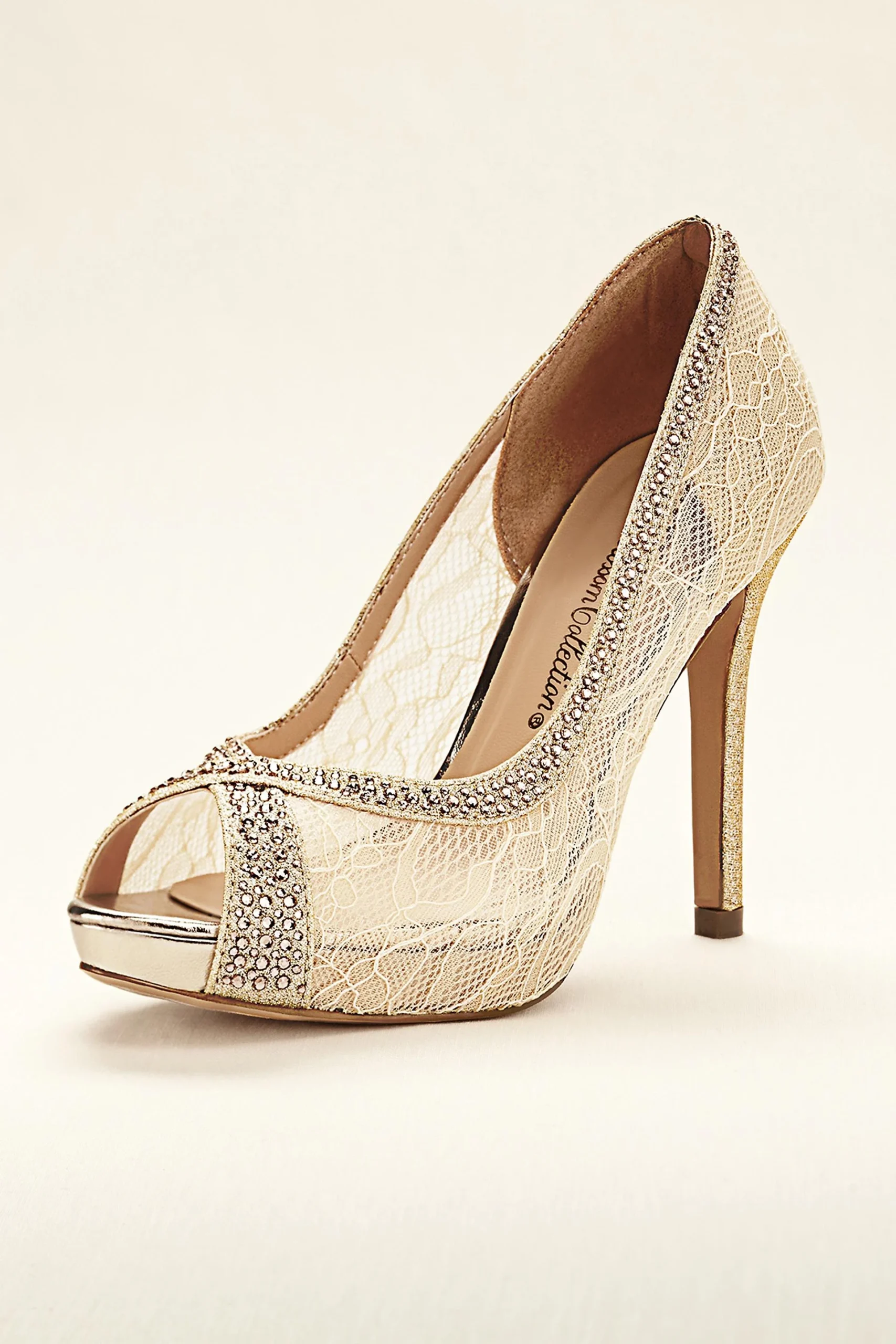 Lace Peep Toe High Heels