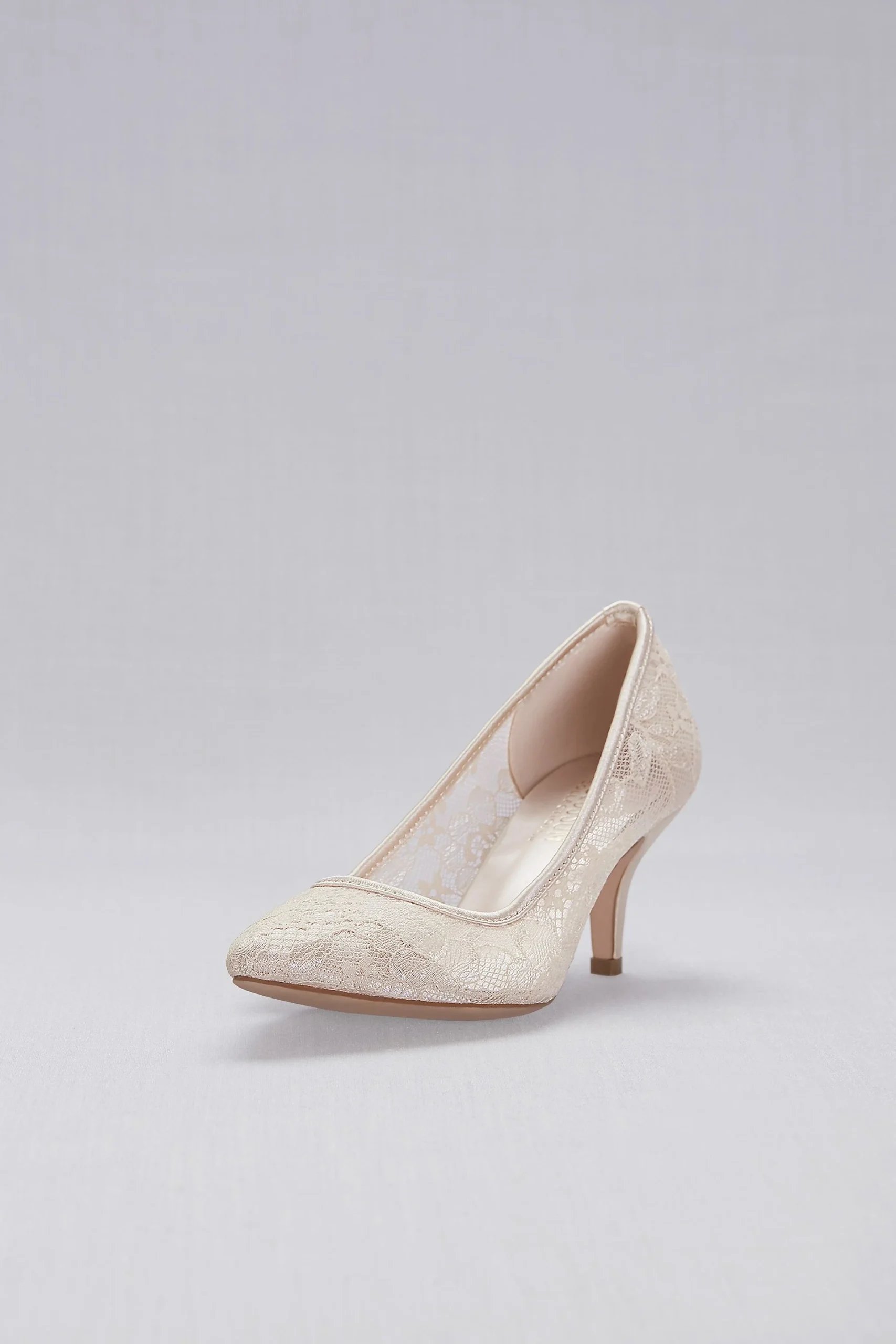 Lace Pointed-Toe Mid-Heel Pumps