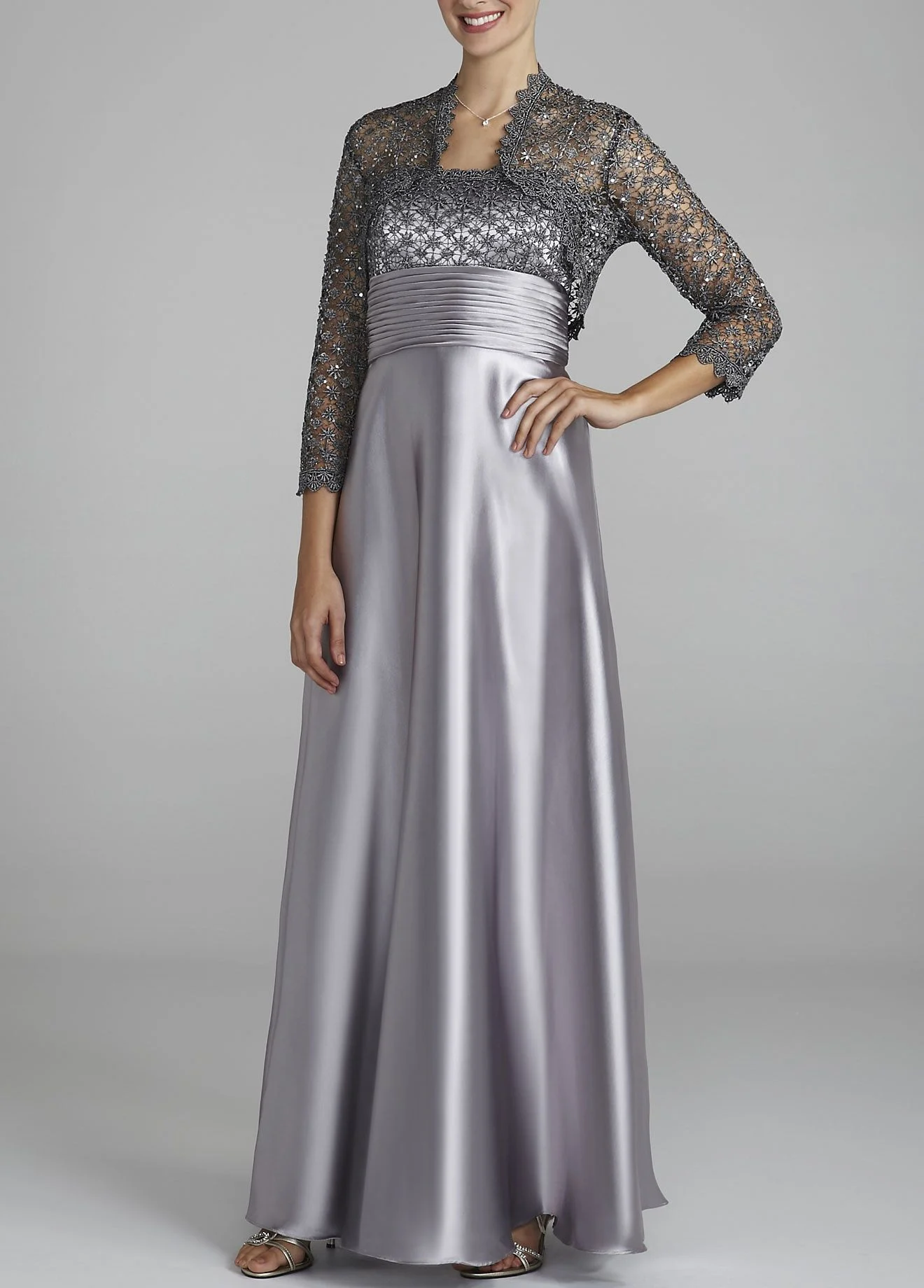 Lace and Satin Bolero Jacket Dress