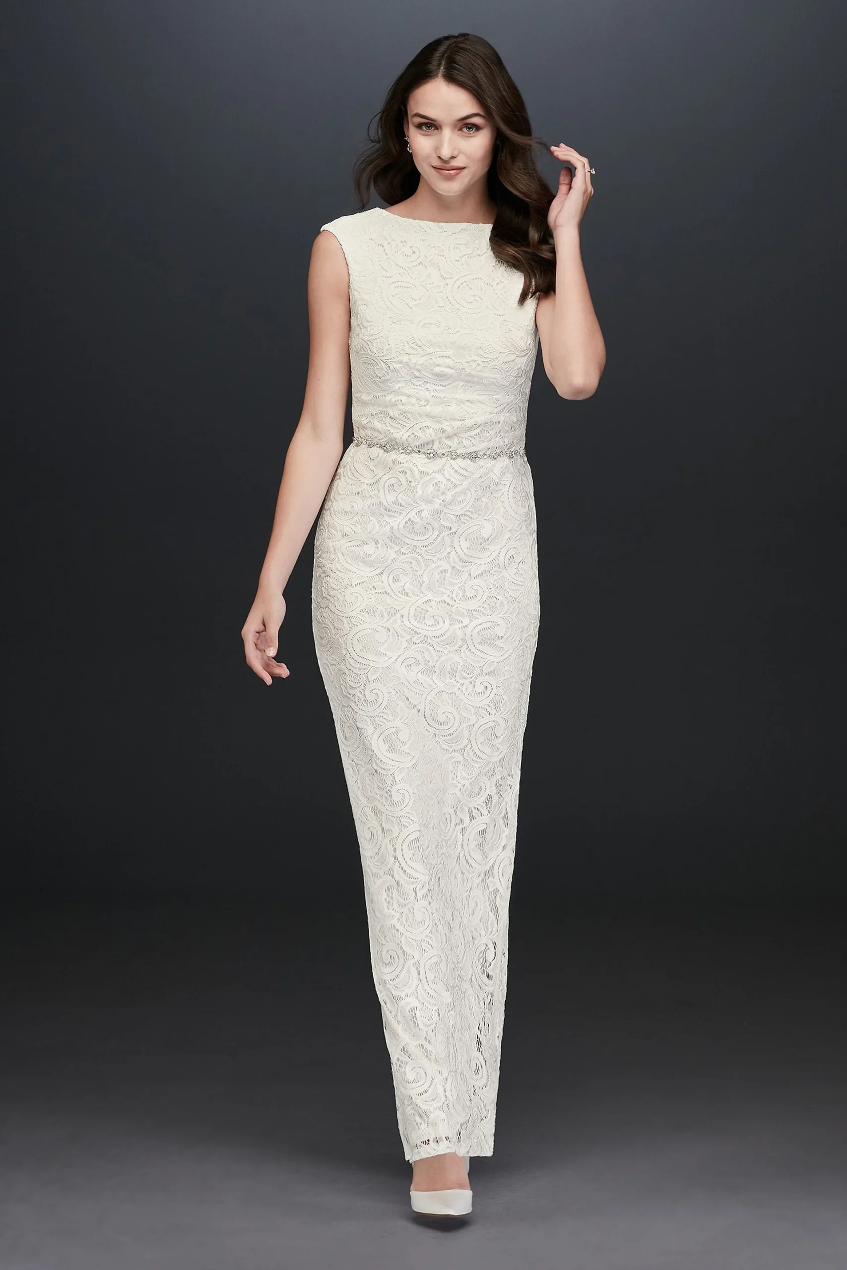 Lace Sheath Dress with Back Slit