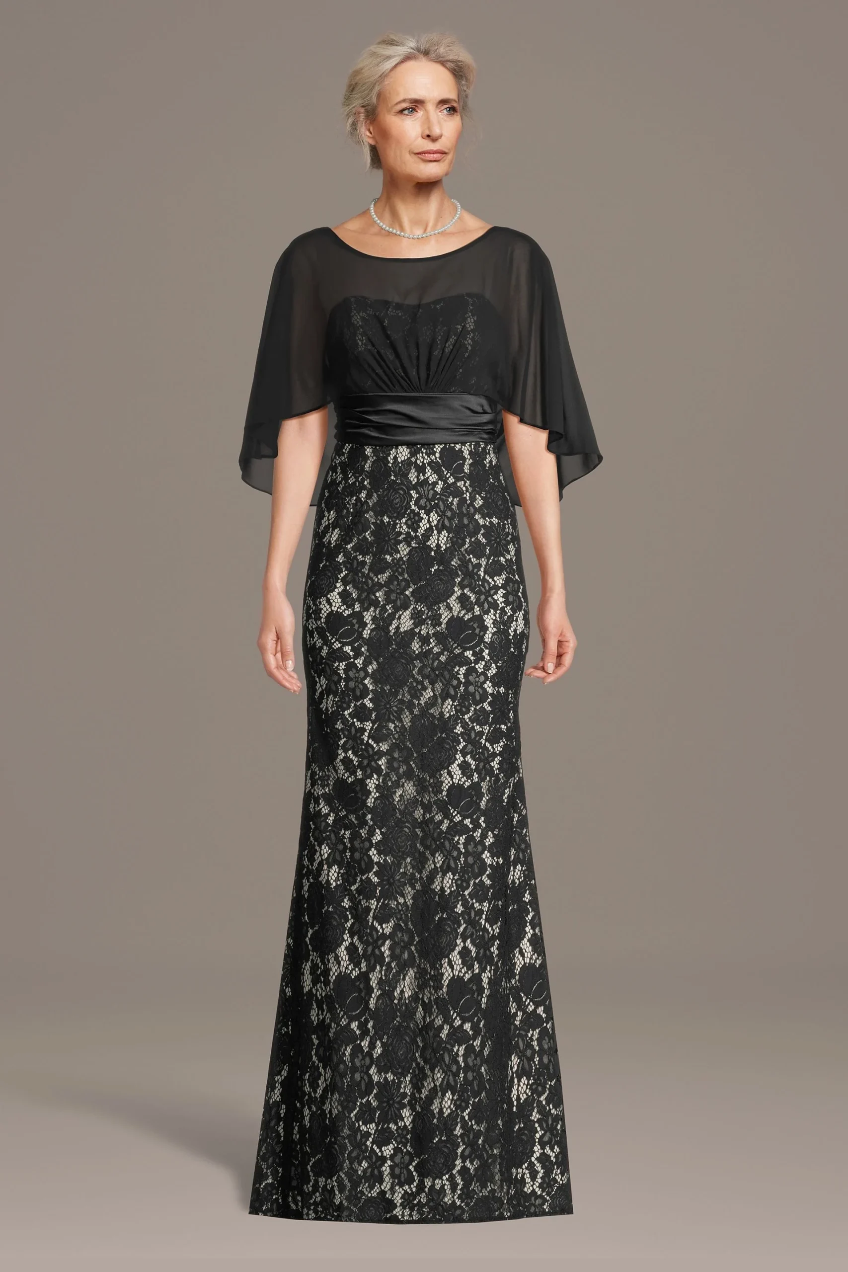 Lace Sheath Dress with Illusion Topper