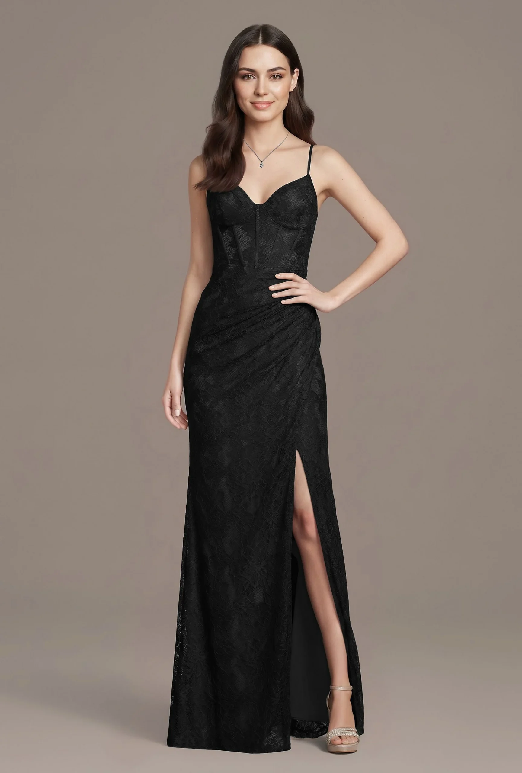 Lace Spaghetti Strap Corset Sheath Dress