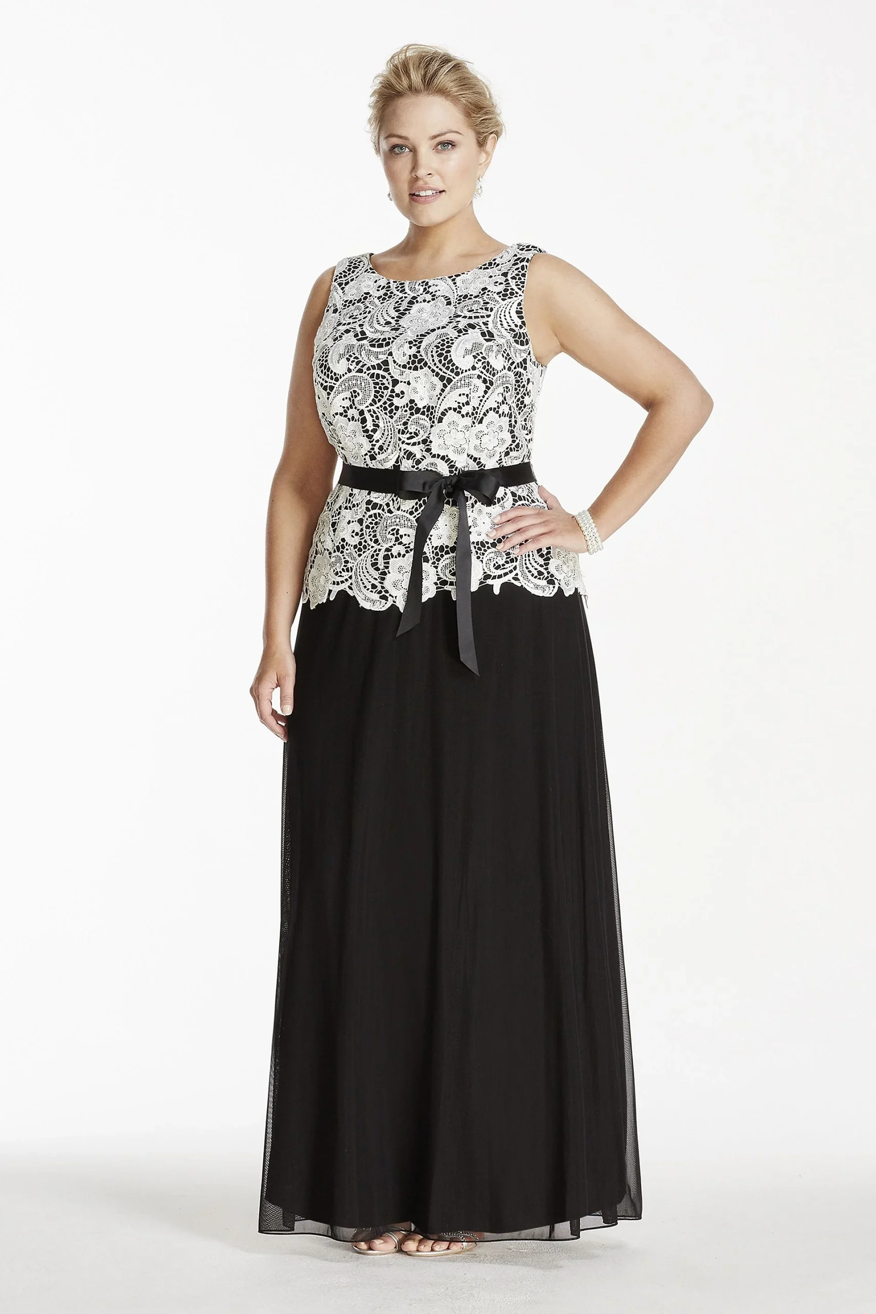 Lace Tank Bodice Mock Dress with Ribbon Sash