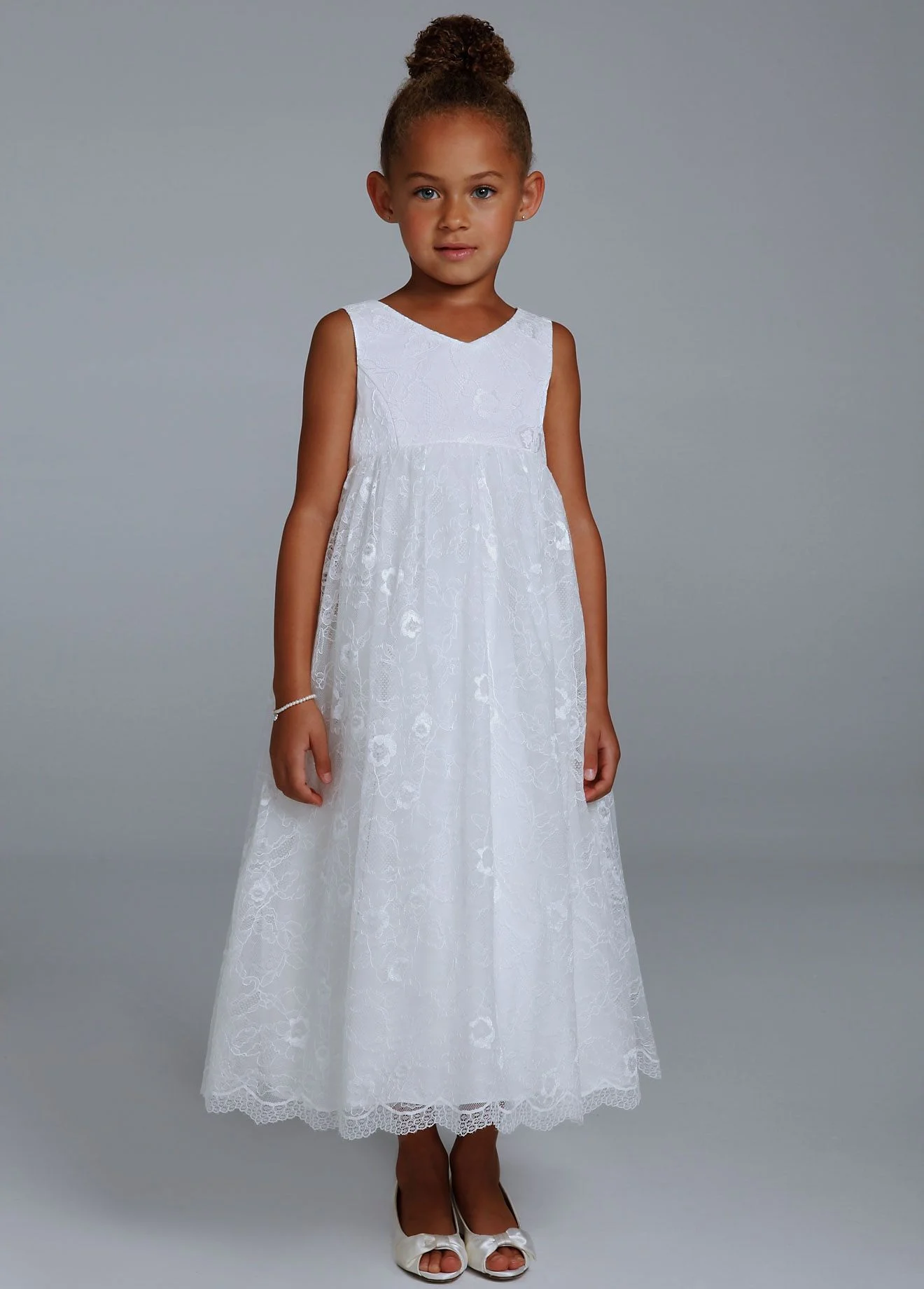Lace Tank Tea Length Flower Girl Dress