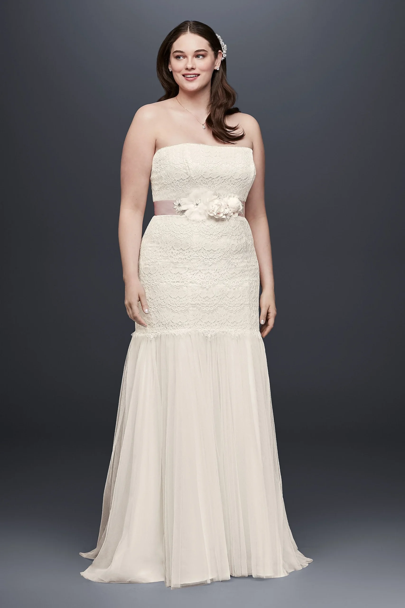 Lace Tulle Plus Size Wedding Dress